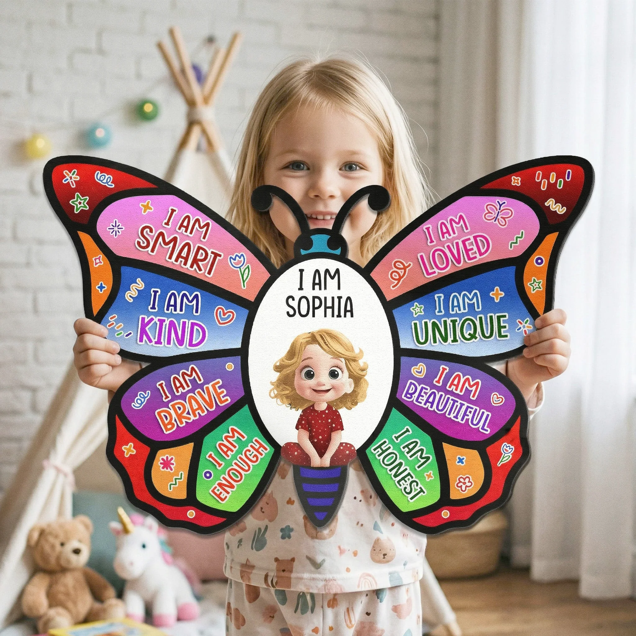 I Am Affirmation Butterfly - Personalized Metal Sign - Image 2