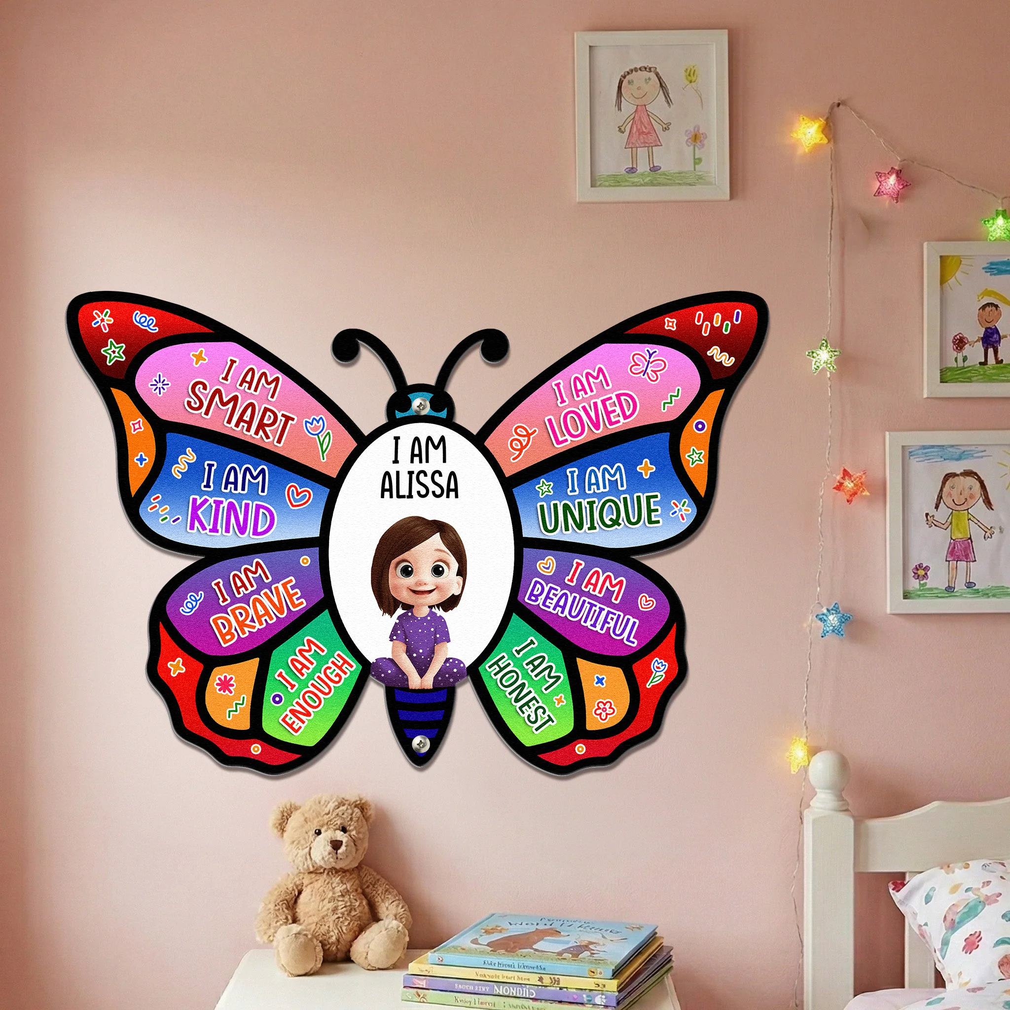 I Am Affirmation Butterfly - Personalized Metal Sign - Image 3