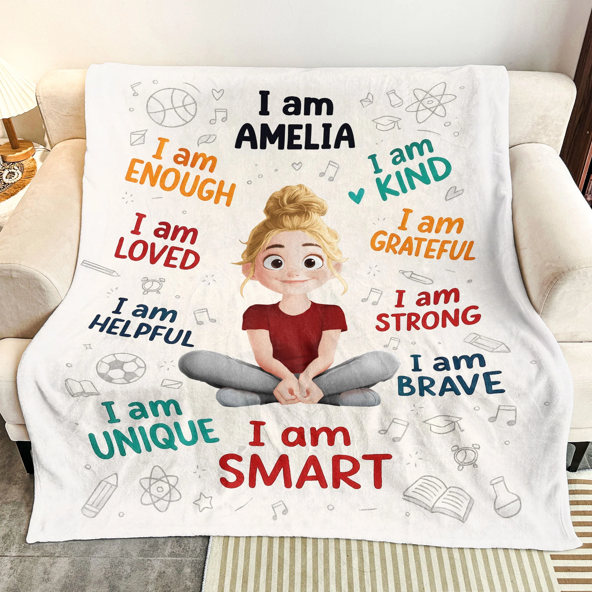 I Am Affirmation For Kid - Personalized Blanket - Image 3