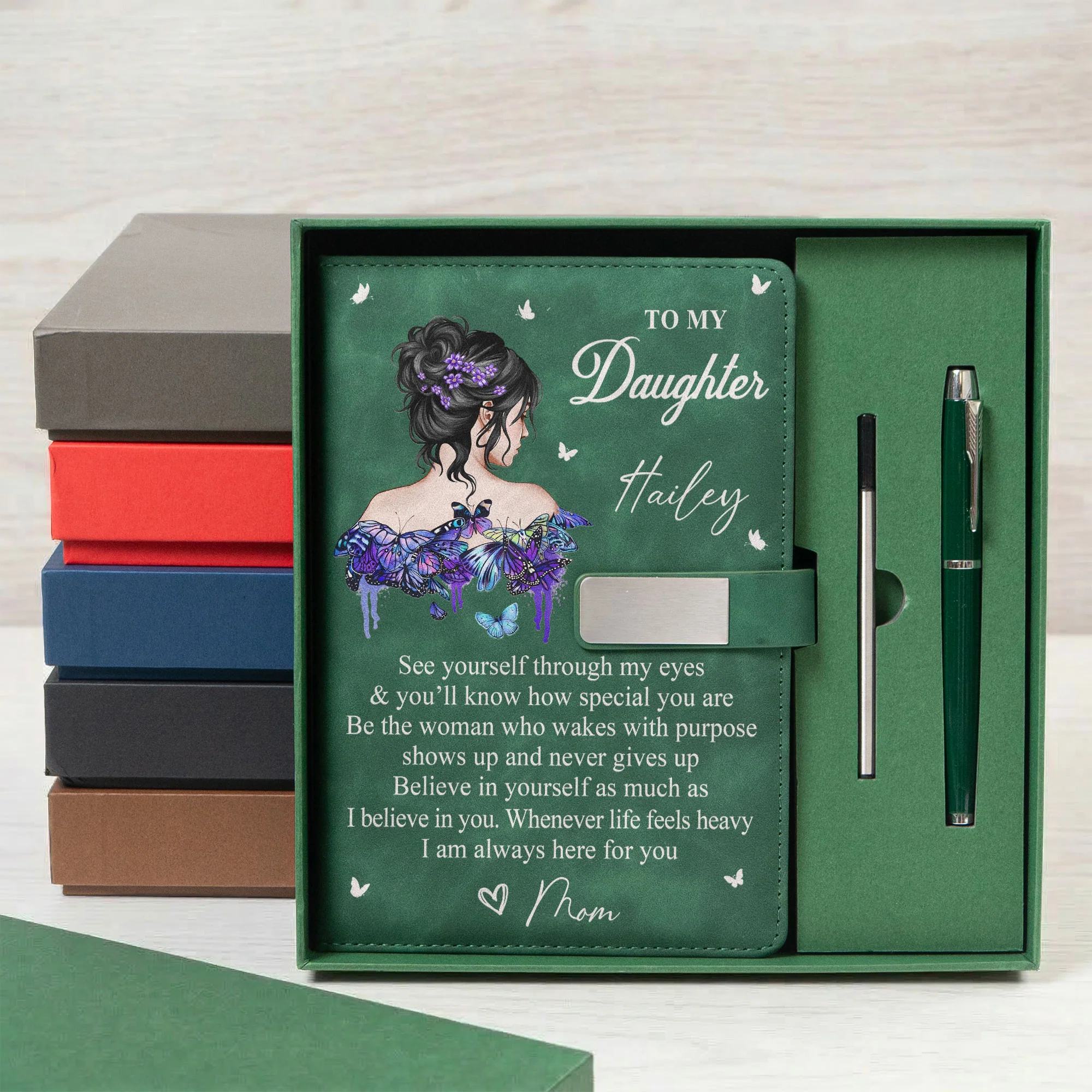 I Am Always Here For You Gift For Daughter Granddaughter - Personalized Notebook Set - Image 6