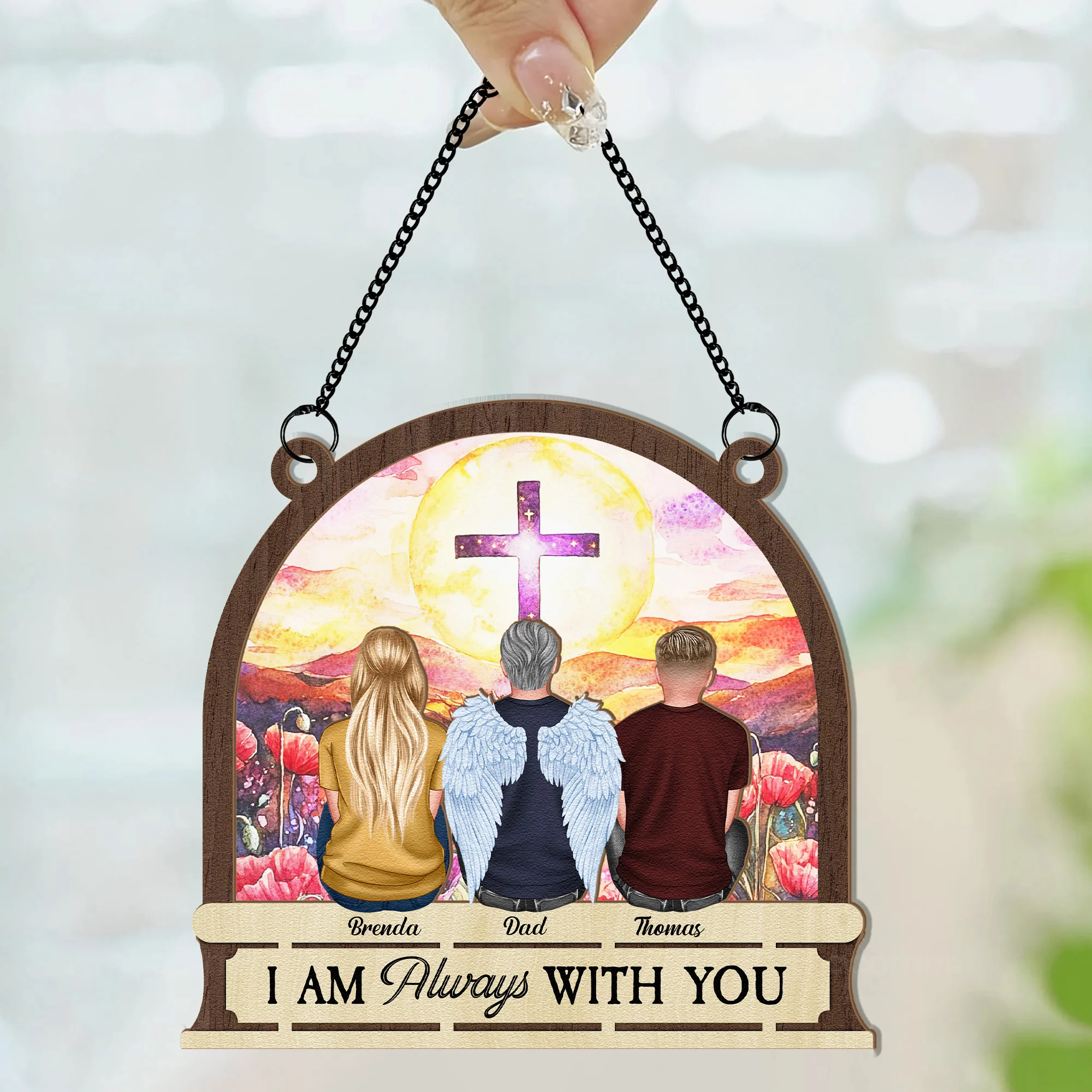 I Am Always With You Memorial Ornament - Personalized Window Hanging Suncatcher Ornament - Image 2