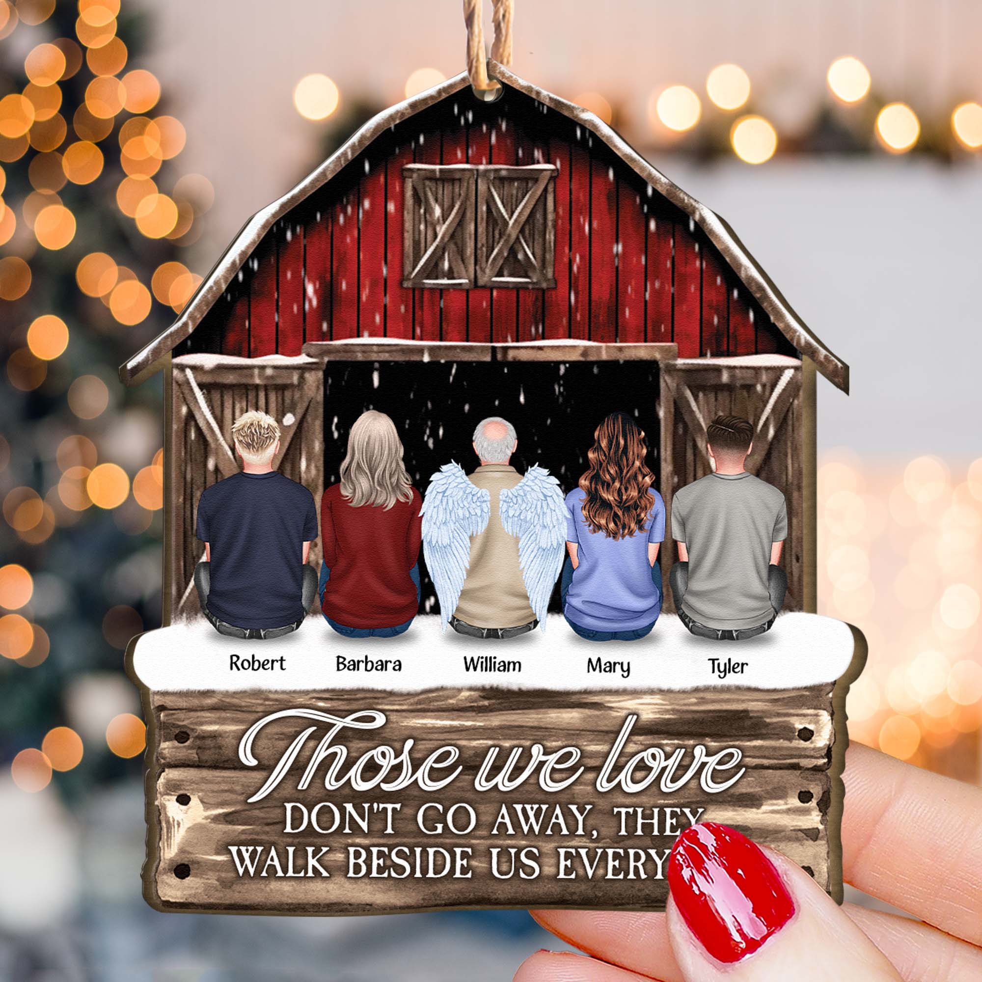 I Am Always With You Memorial Red Barn - Personalized Wooden Ornament - Vintage Ornament - Image 3