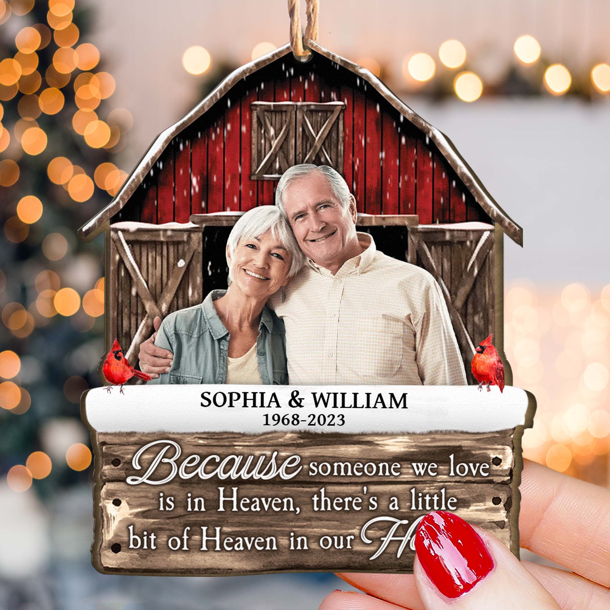 I Am Always With You Memorial Red Barn - Personalized Wooden Ornament - Vintage Ornament - Image 4