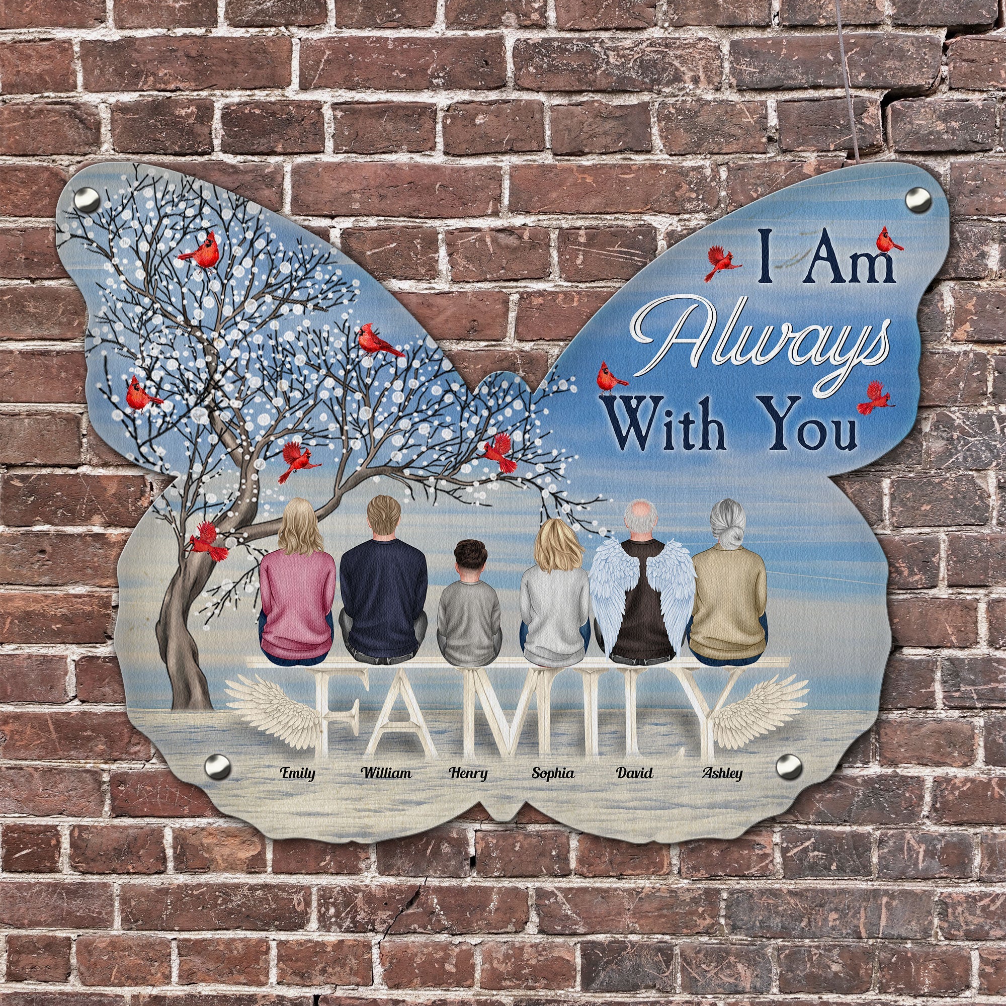 I Am Always With You - New Version - Personalized Butterfly Shaped Metal Sign - Image 2