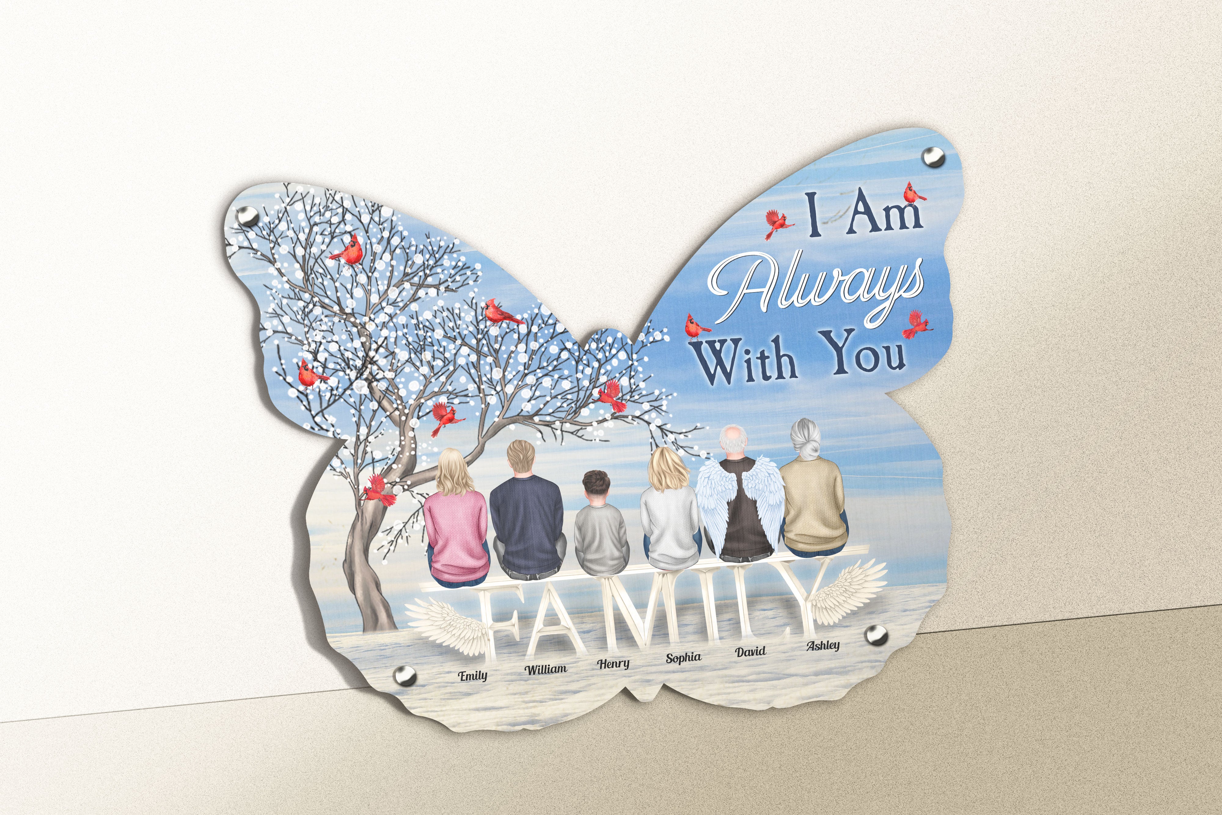 I Am Always With You - New Version - Personalized Butterfly Shaped Metal Sign - Image 3