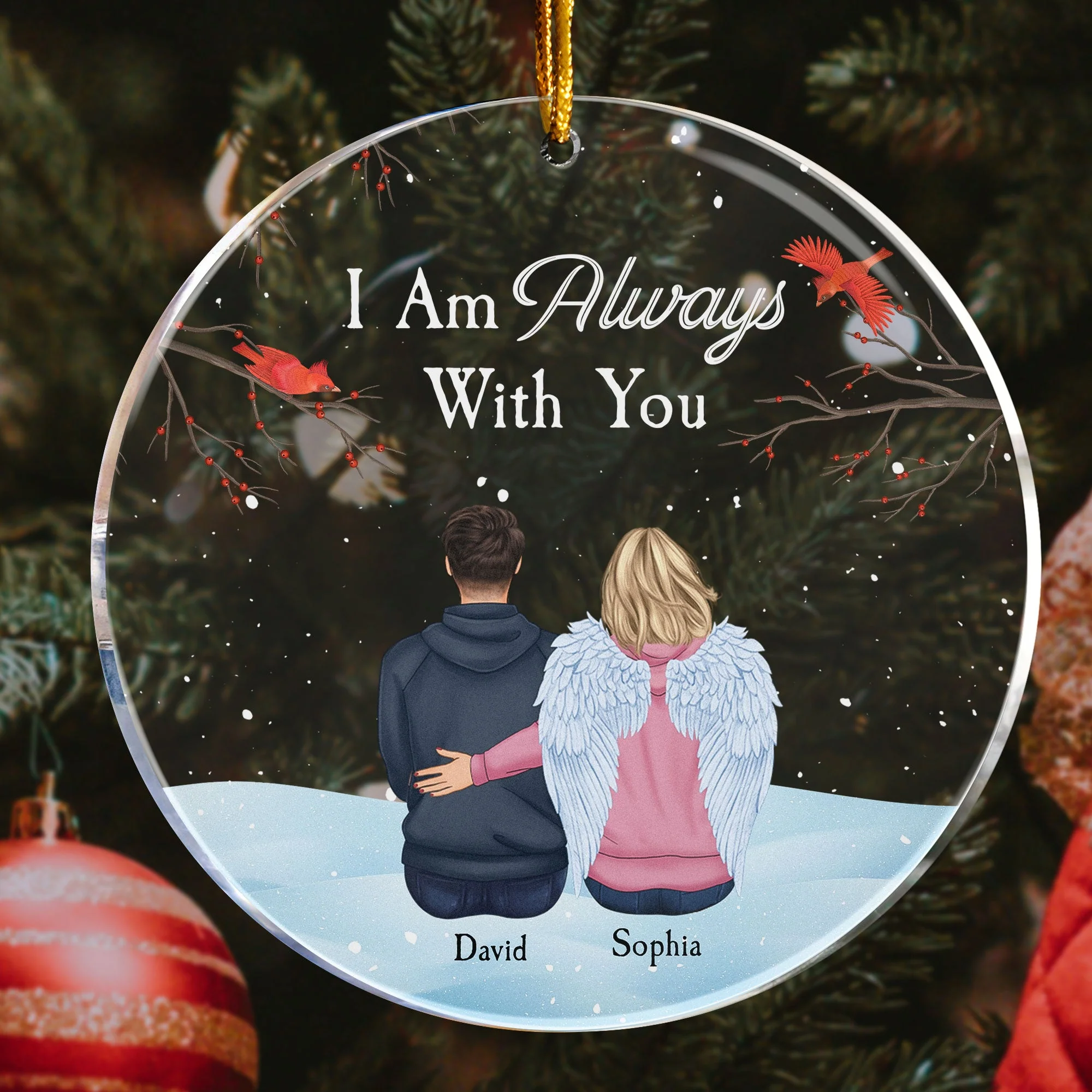 I Am Always With You - Personalized Circle Acrylic Ornament - Image 3