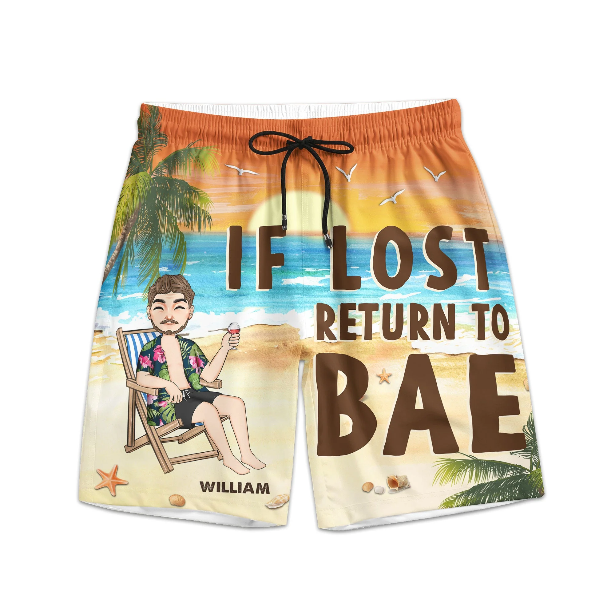 I Am Bae, If Lost Return To Bae - Personalized Couple Beach Shorts - Image 2