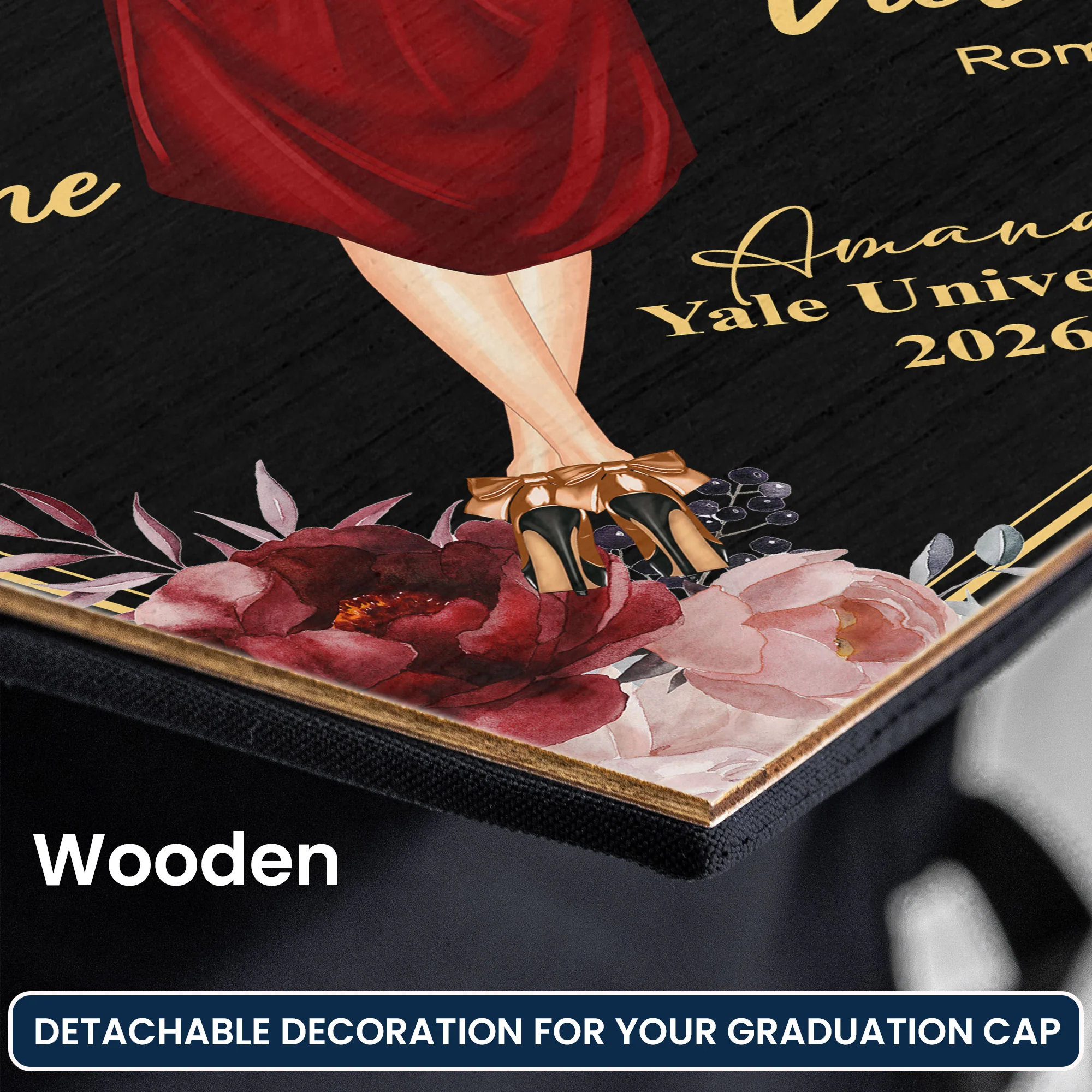 I Am Chosen Created Loved - Personalized Graduation Cap Topper - Image 4