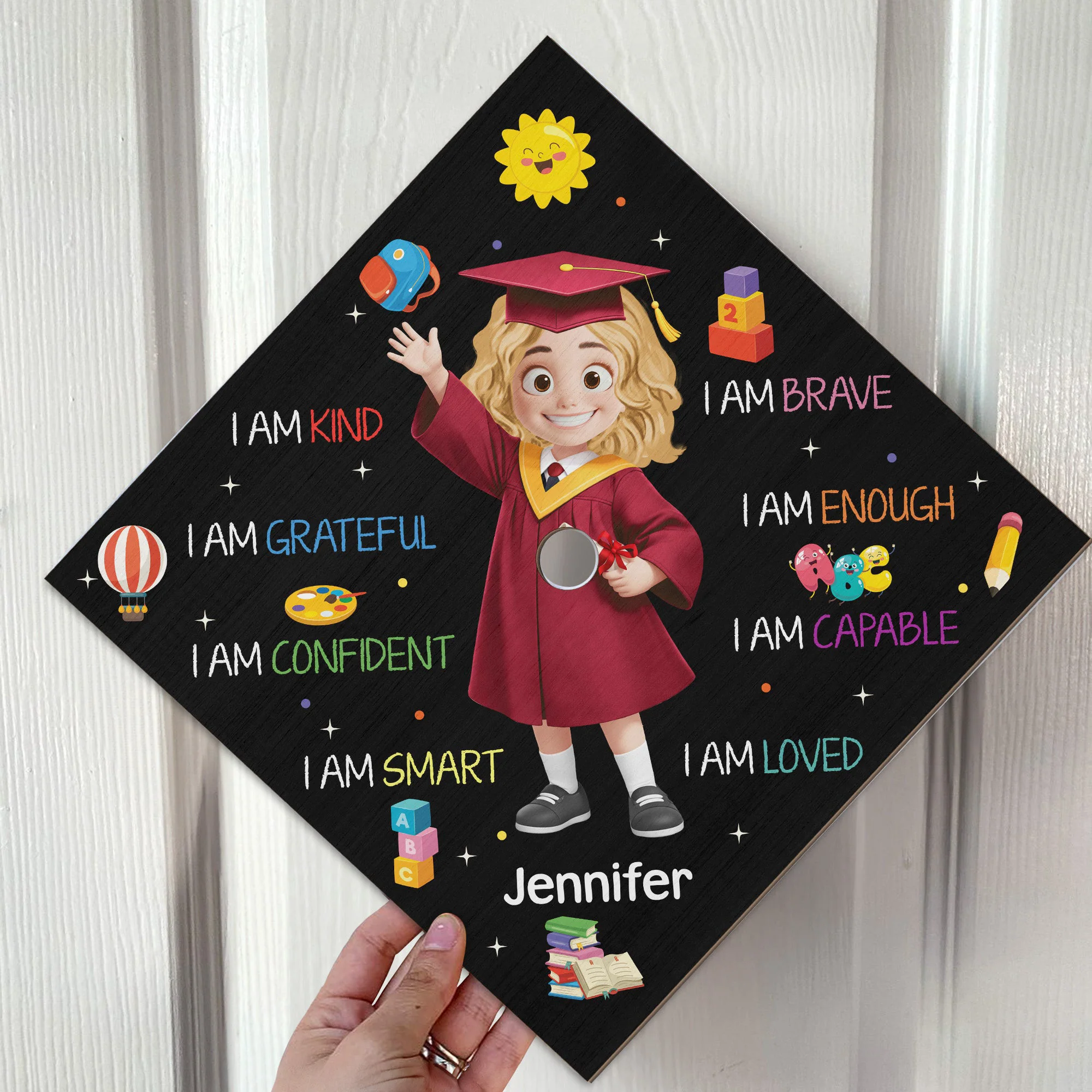 I Am Kind Pre-K Kindergarten Graduation - Personalized Graduation Cap Topper - Image 2