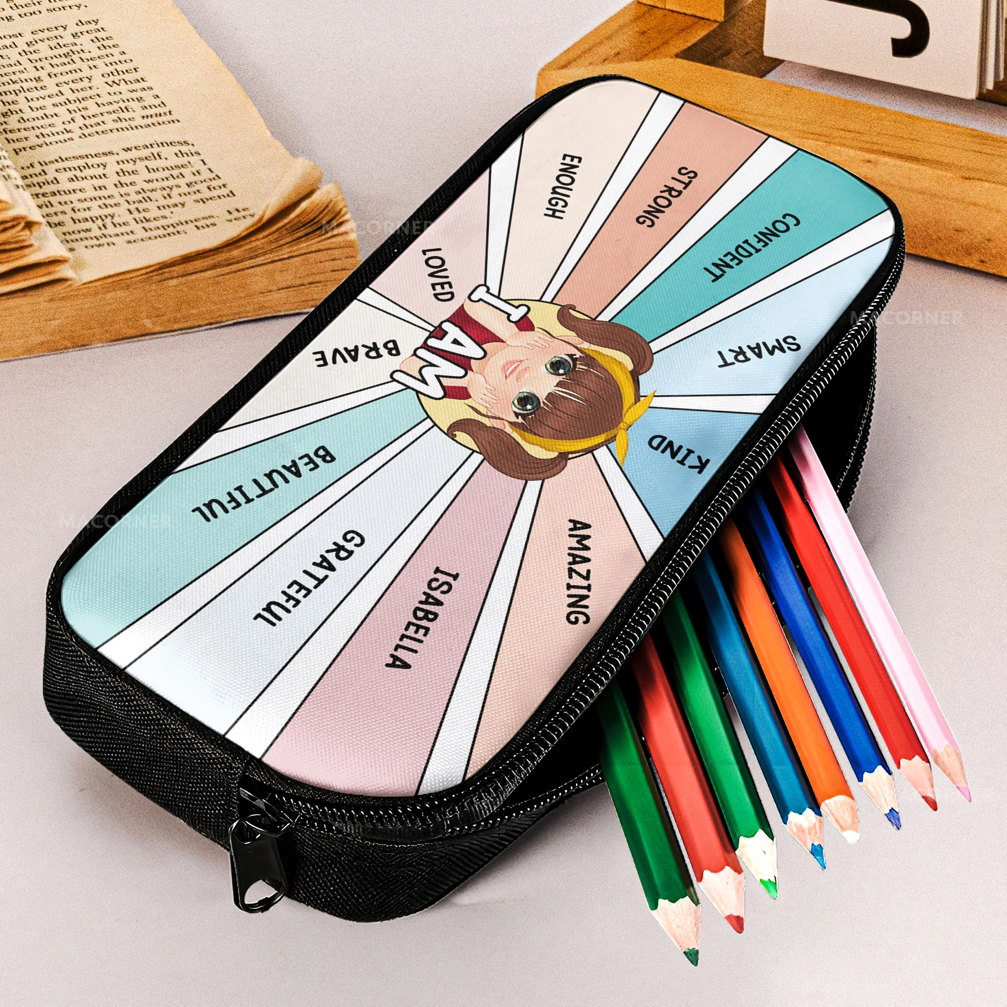 I Am Kind, Smart, Brave, Strong - Personalized Pencil Case - Image 2