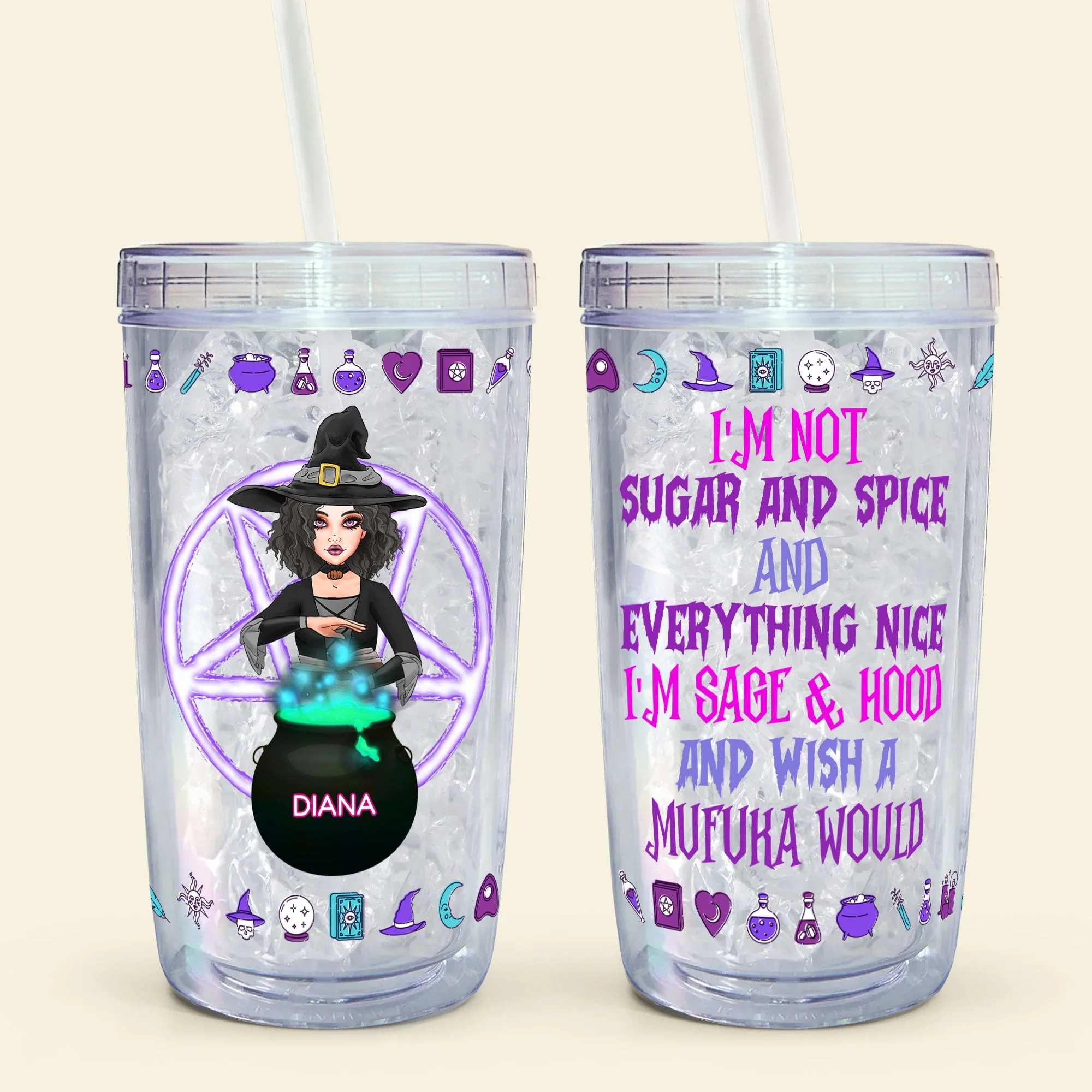 I Am Not Sugar And Spice - Personalized Acrylic Tumbler With Straw - Image 6