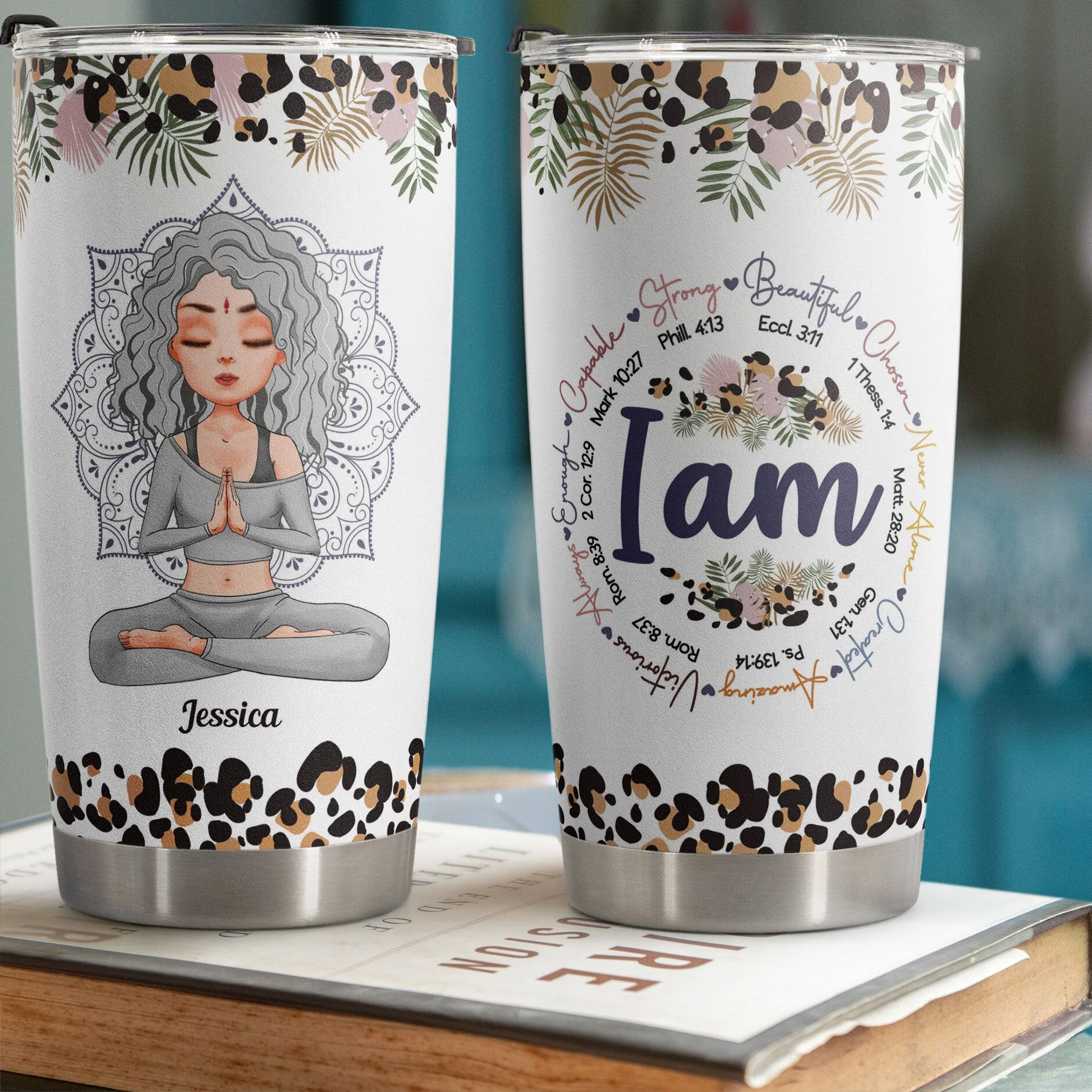 I Am Strong Beautiful - Ver 2 - Personalized Tumbler Cup - Gift For Yoga Lover - Image 2