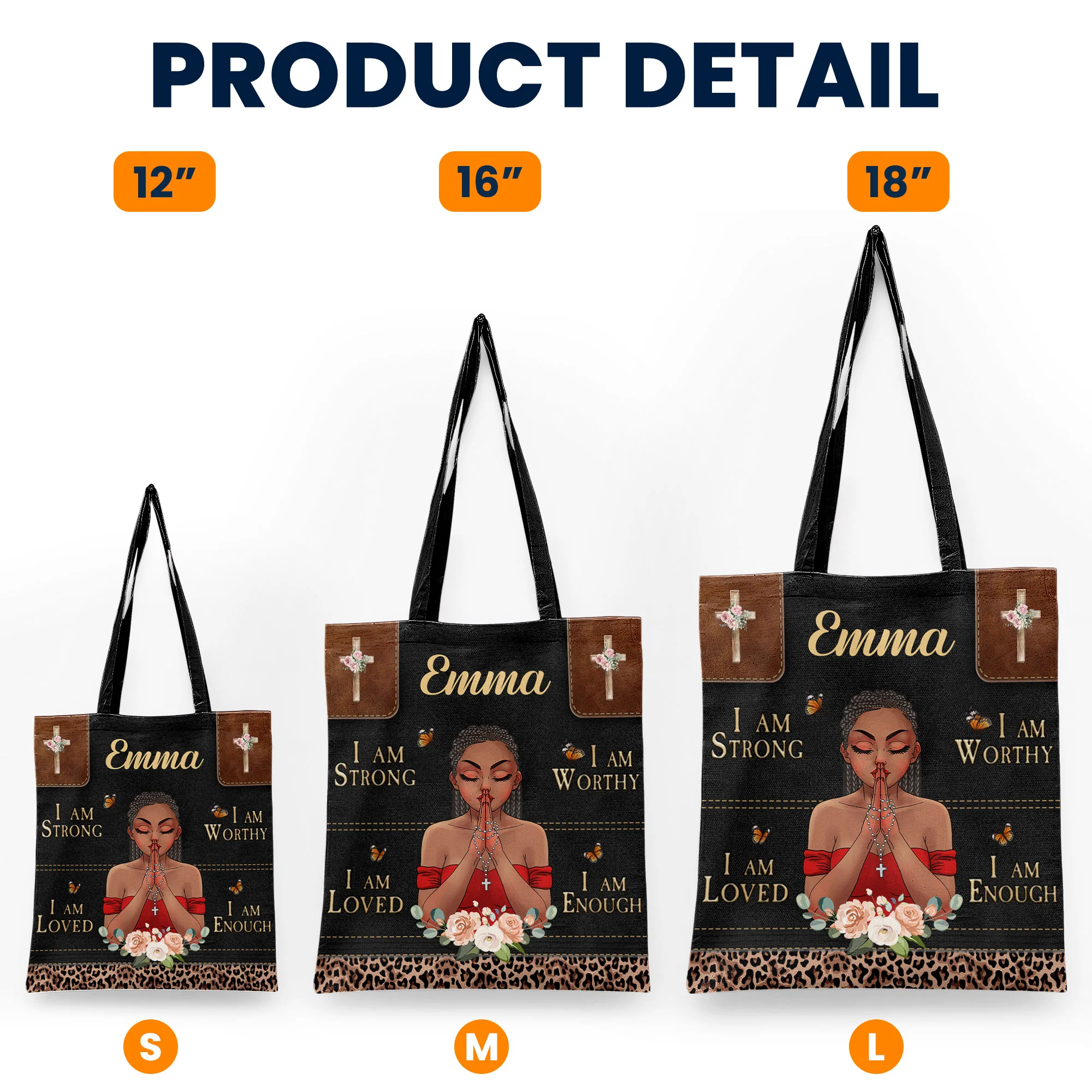 I Am Strong I Am Loved I Am Worthy I Am Enough - Personalized Tote Bag - Image 5