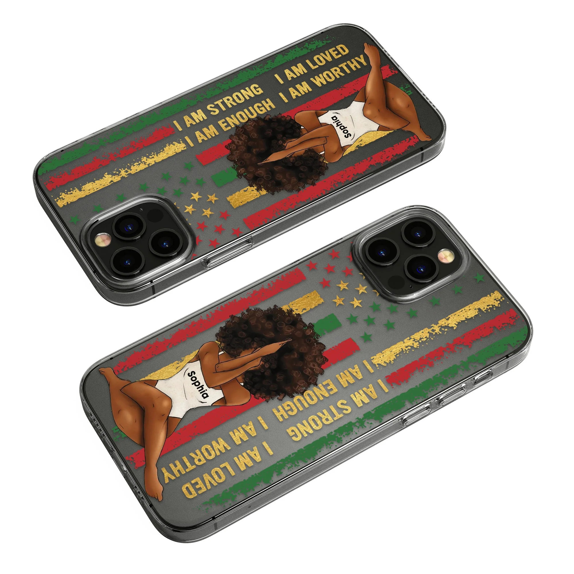 I Am Strong Worthy Loved Enough - Personalized Clear Phone Case - Image 5