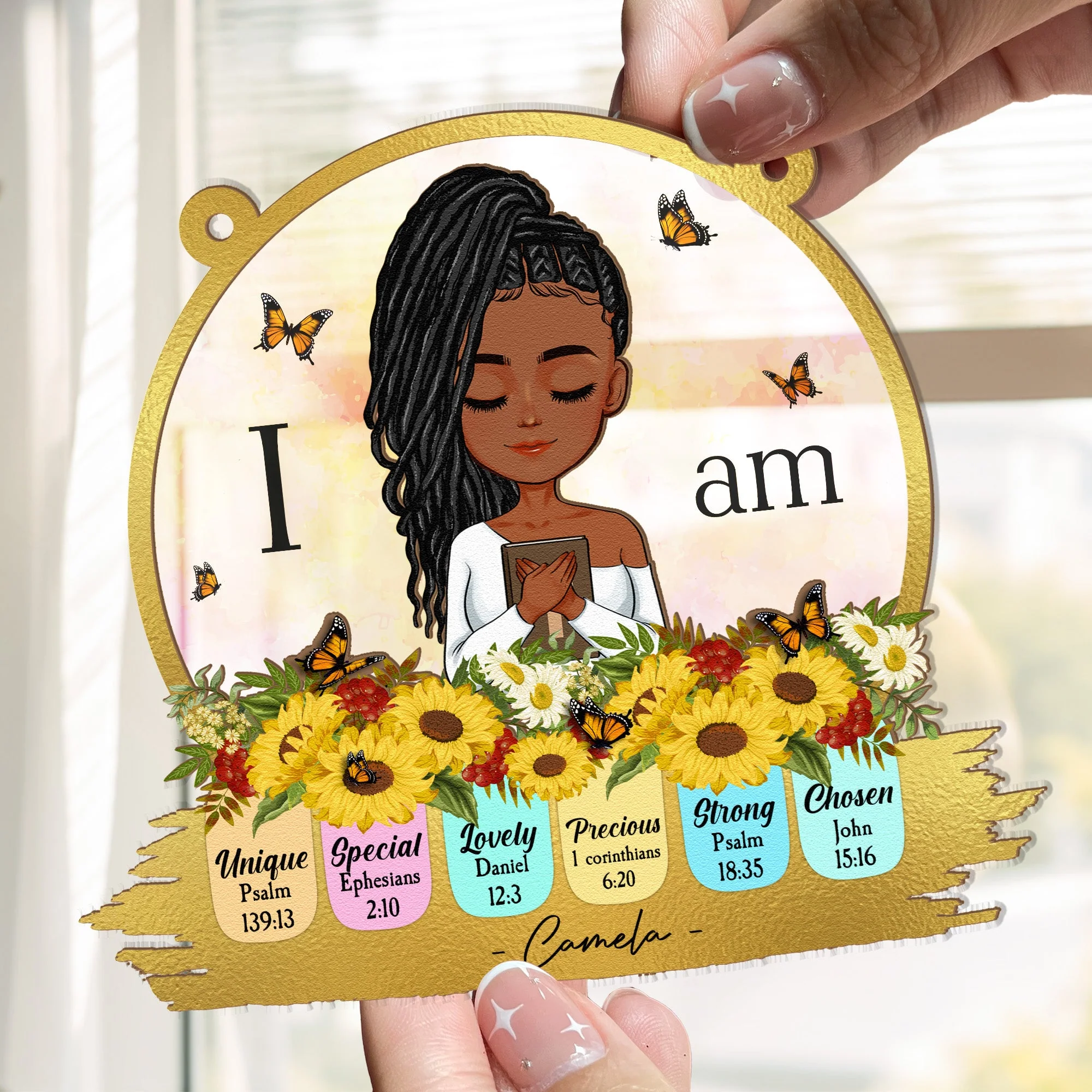 I Am Unique Special, Lovely... - Personalized Window Hanging Suncatcher Ornament - Image 3