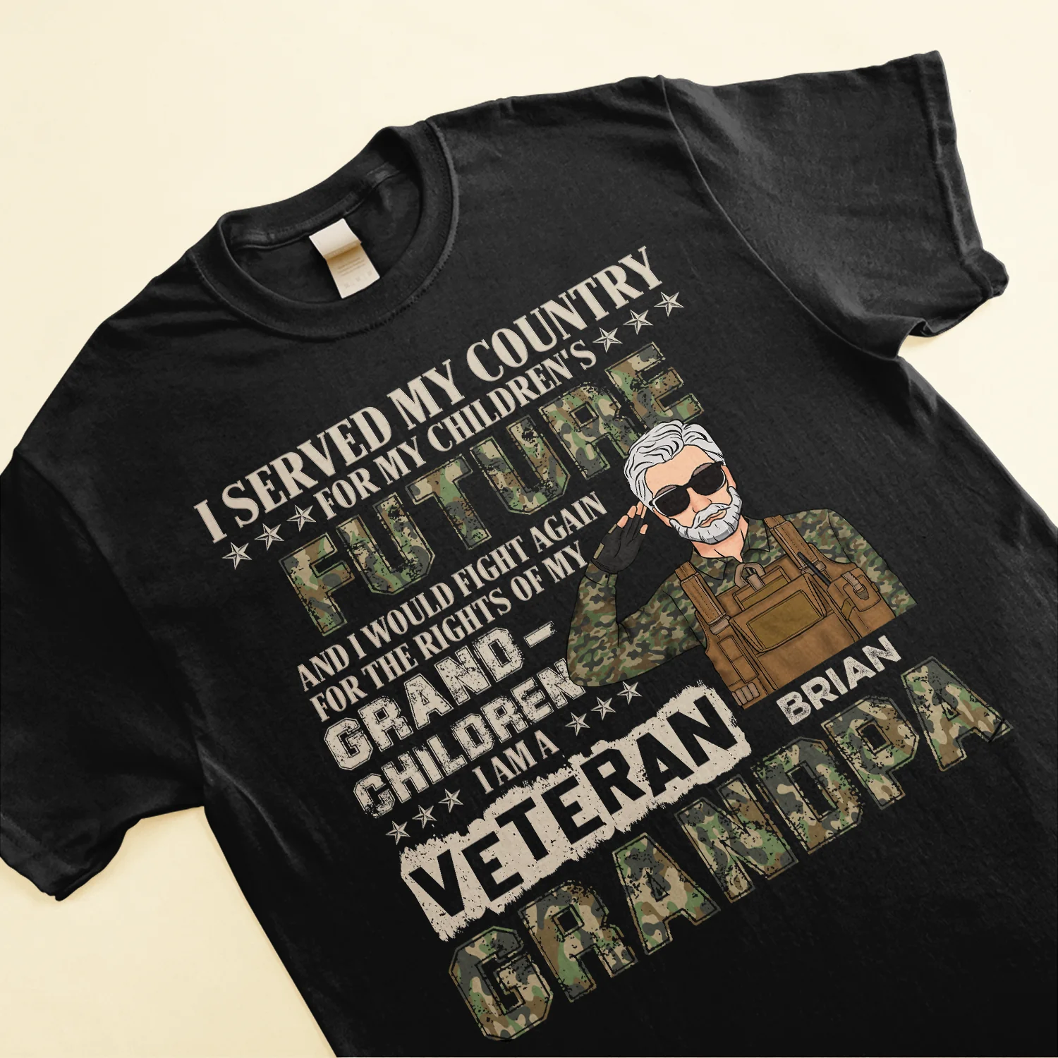 I Am Veteran Grandpa - Personalized Shirt - Father's Day, Birthday Gift For Veteran Granpa, Grandfather,Dad, Father - Image 3