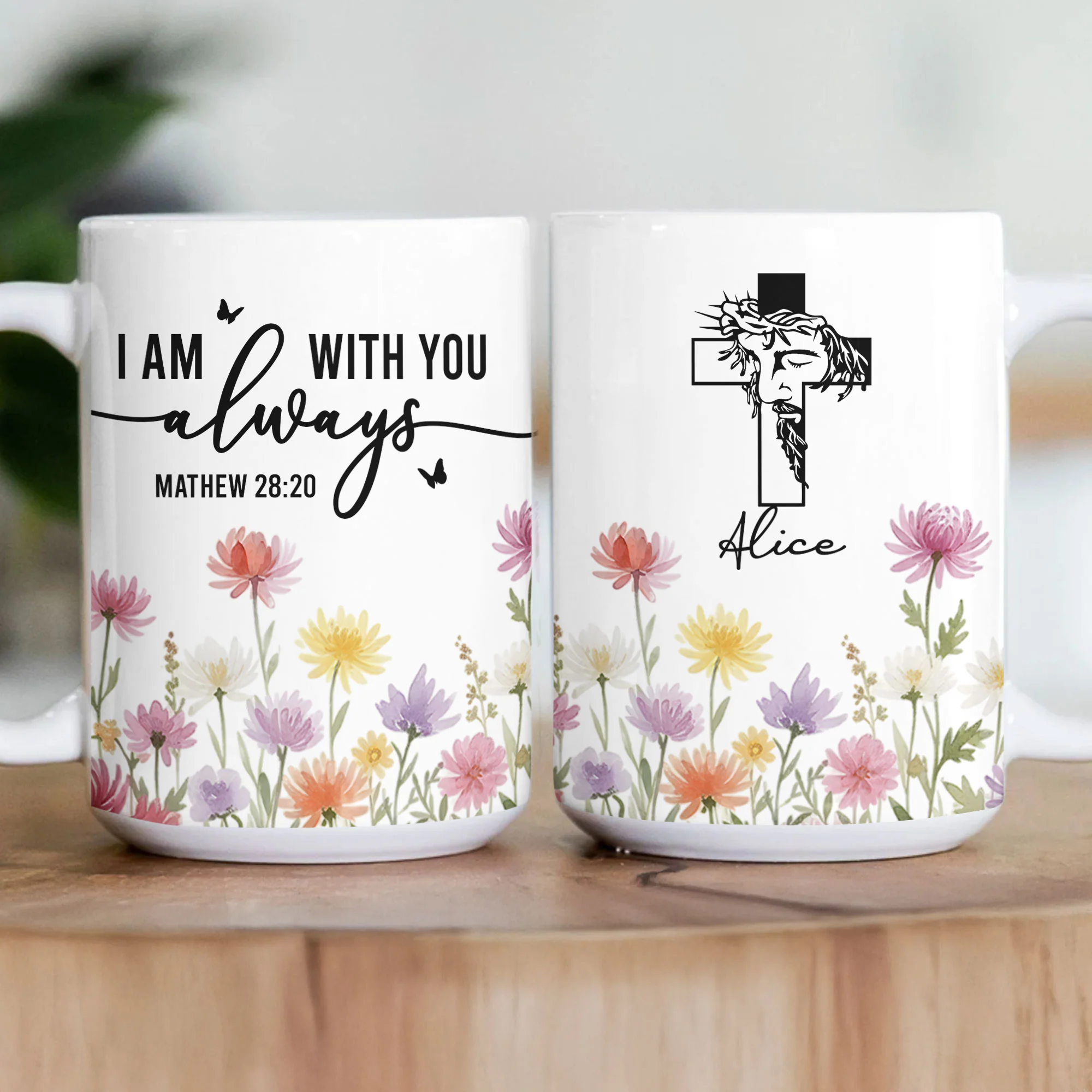 I Am With You Always Christian Gift Custom Birth Flower - Personalized Mug - Image 3