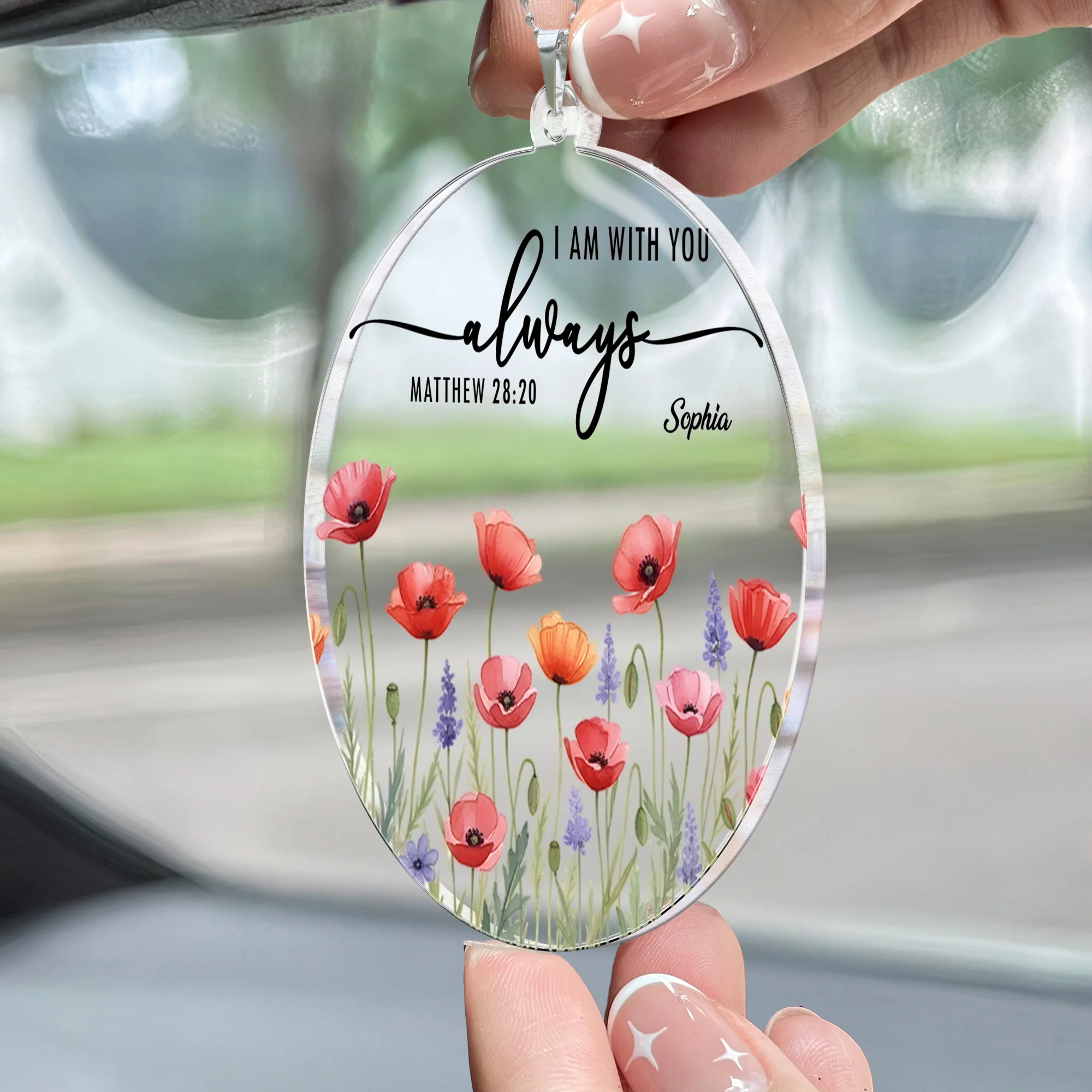 I Am With You Always Christian Gifts - Personalized Rear View Mirror Accessory - Image 2