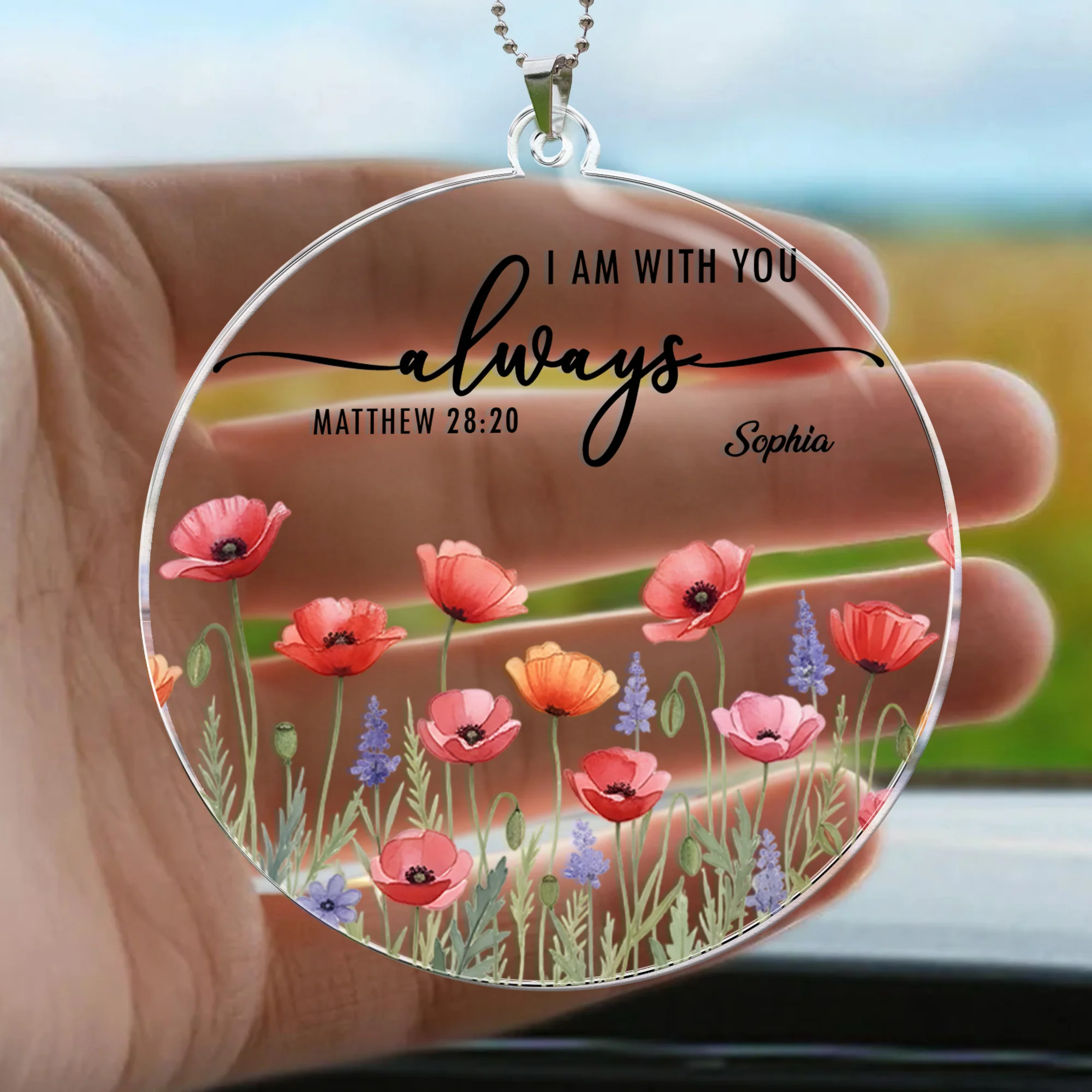 I Am With You Always Christian Gifts - Personalized Rear View Mirror Accessory - Image 3