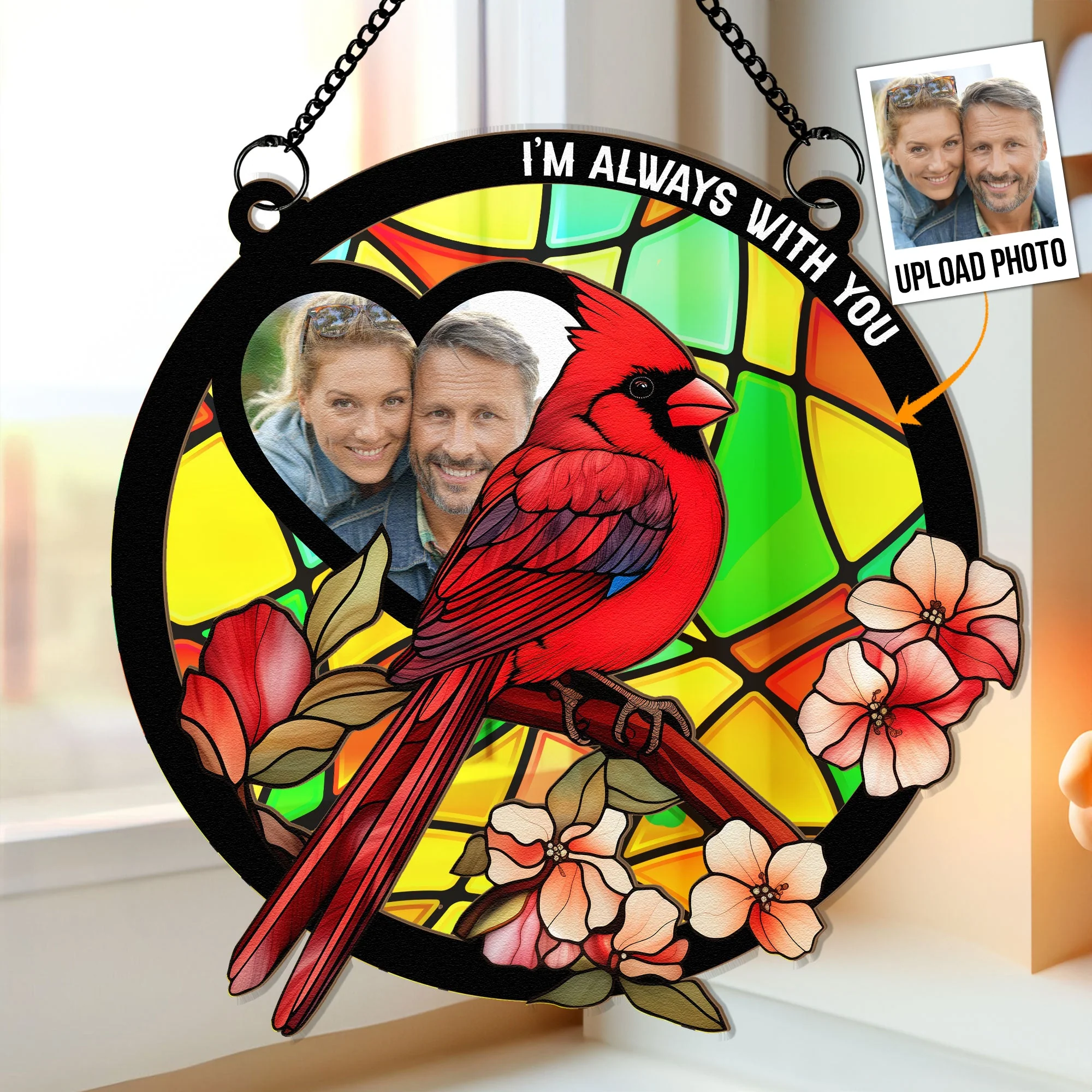 I Am With You - Personalized Window Hanging Suncatcher Photo Ornament - Image 4