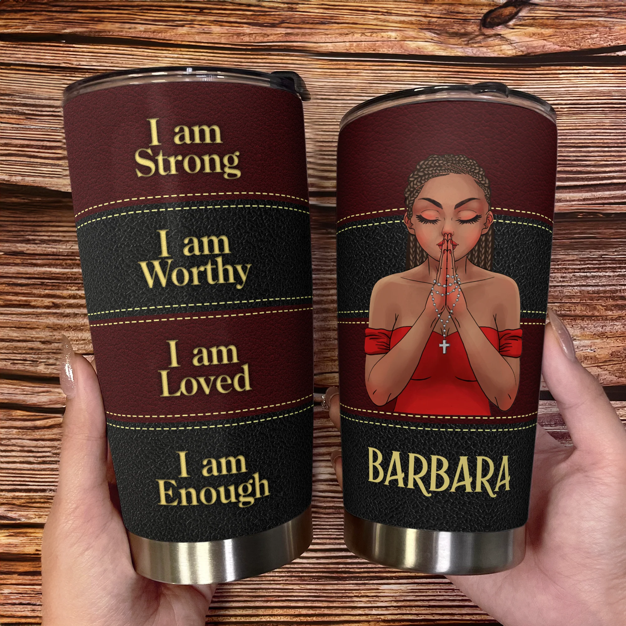 I Am Worthy - Personalized Tumbler Cup - Image 3