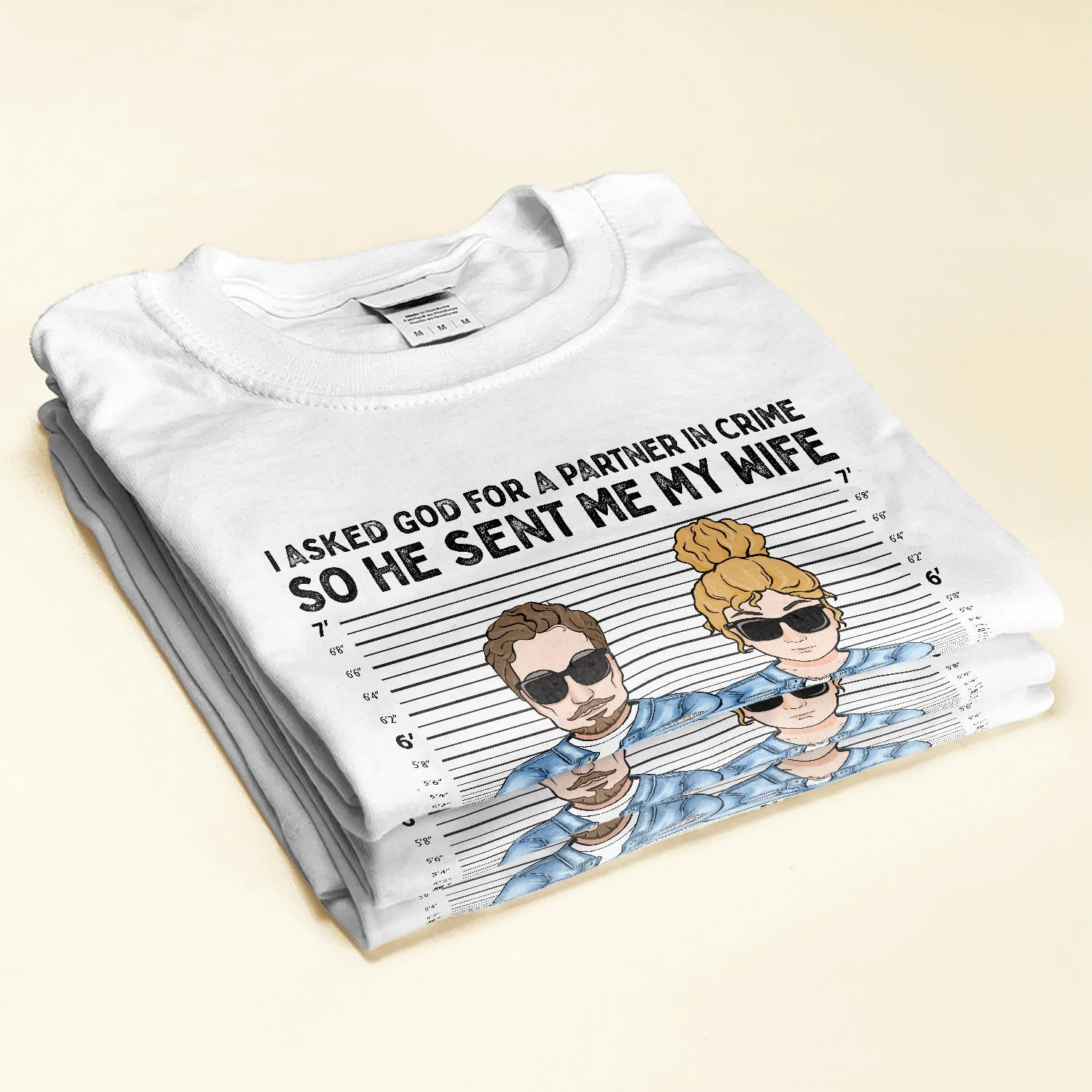 I Asked God For A Partner In Crime - Personalized Shirt - Funny Gift For Boyfriend & Husband - Image 2