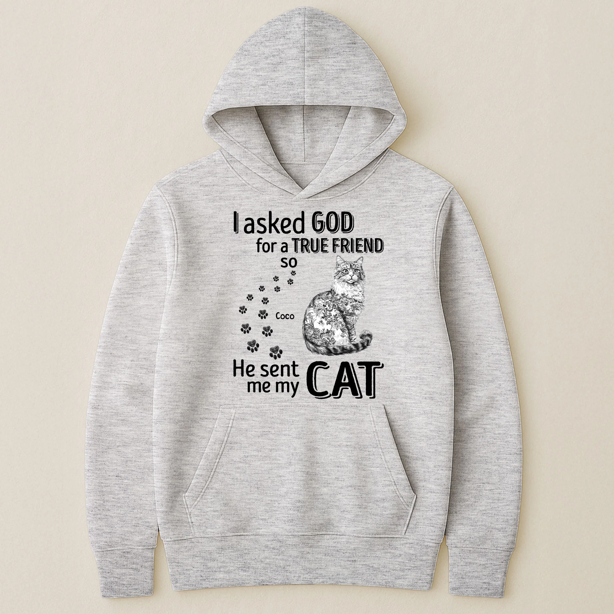 I Asked God For A True Friend Cat Toile De Jouy Style - Personalized Shirt - Image 5