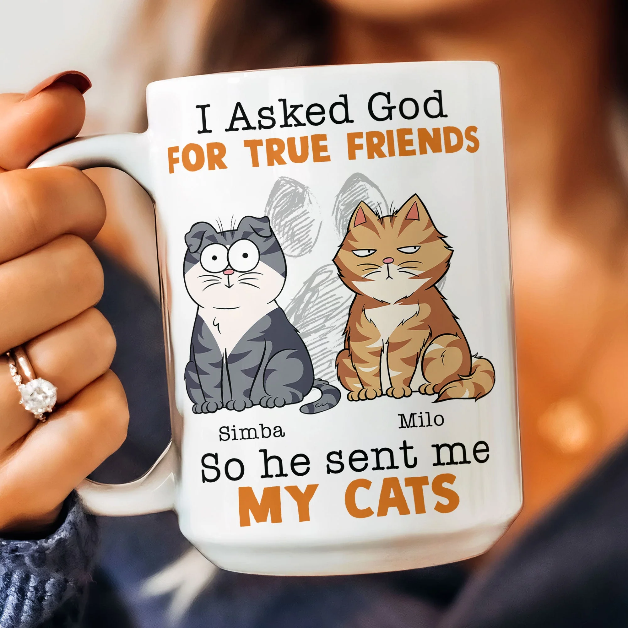 I Asked God For A True Friend - Personalized Mug - Image 3
