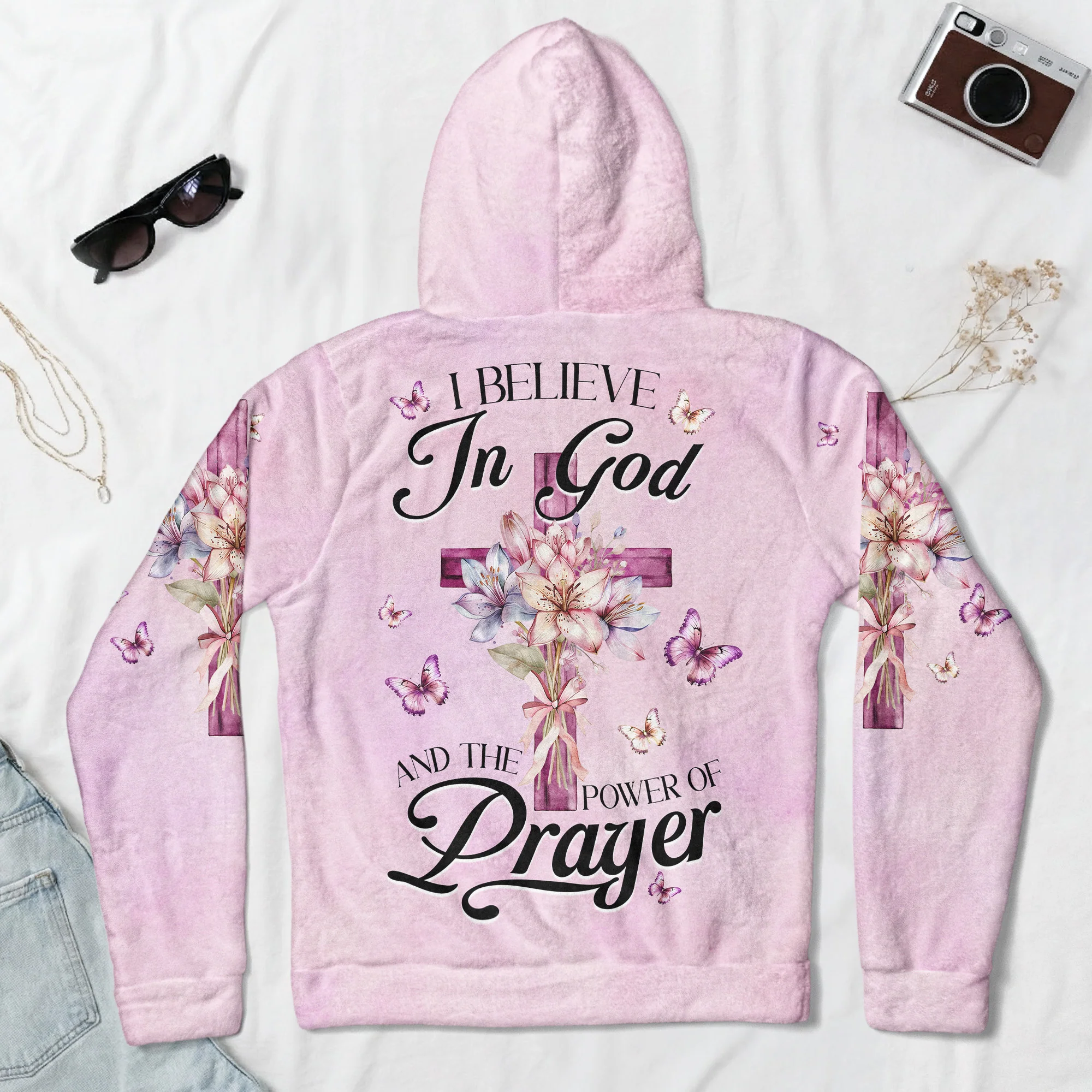 I Believe In God And The Power Of Prayer - Personalized Fleece Hoodie - Image 3