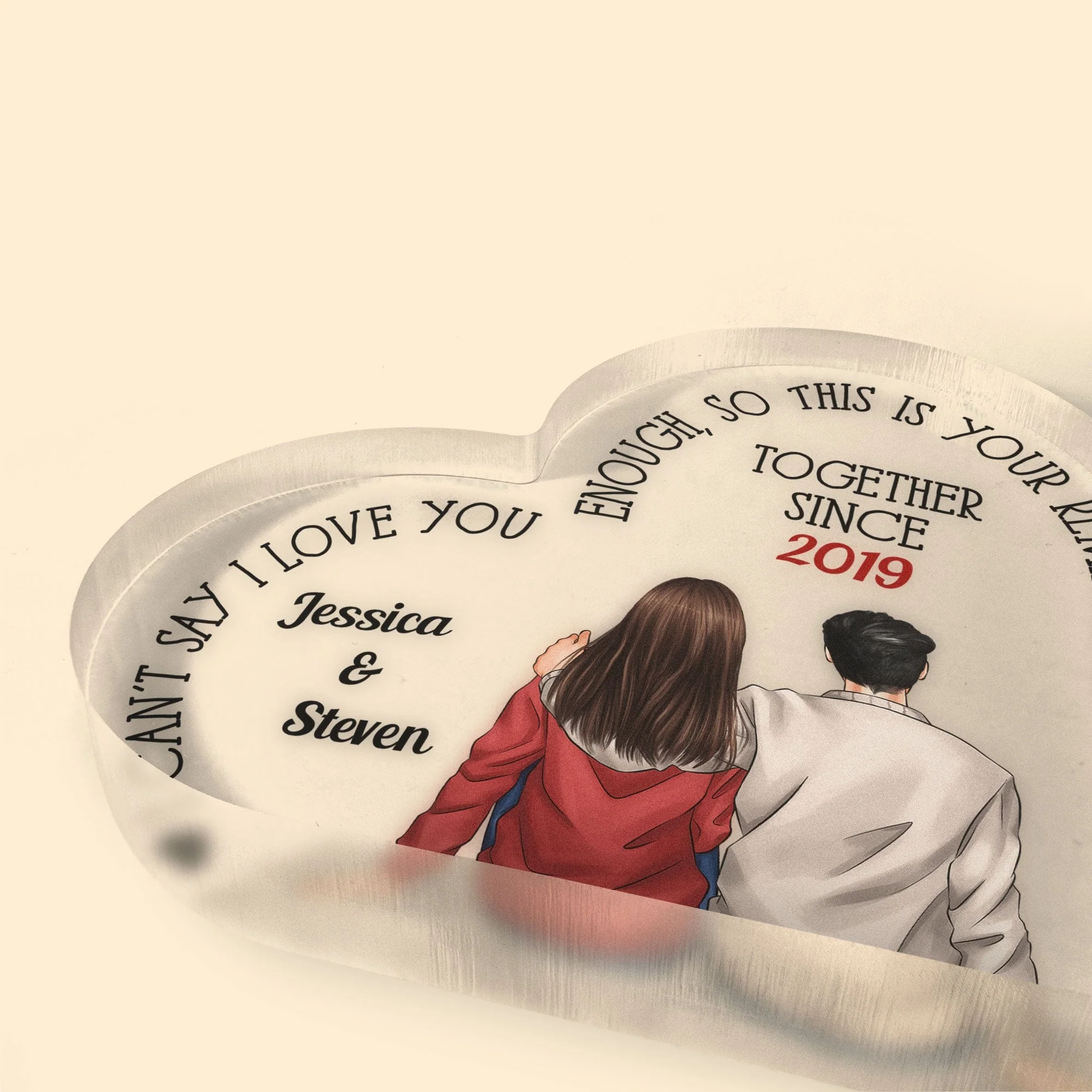 I Can't Say I Love You Enough, So This Is Your Reminder - Personalized Heart Shaped Acrylic Plaque - Birthday, Loving, Valentine Gift For Couple, Boyfriend, Girlfriend, Husband, Wife - Image 3