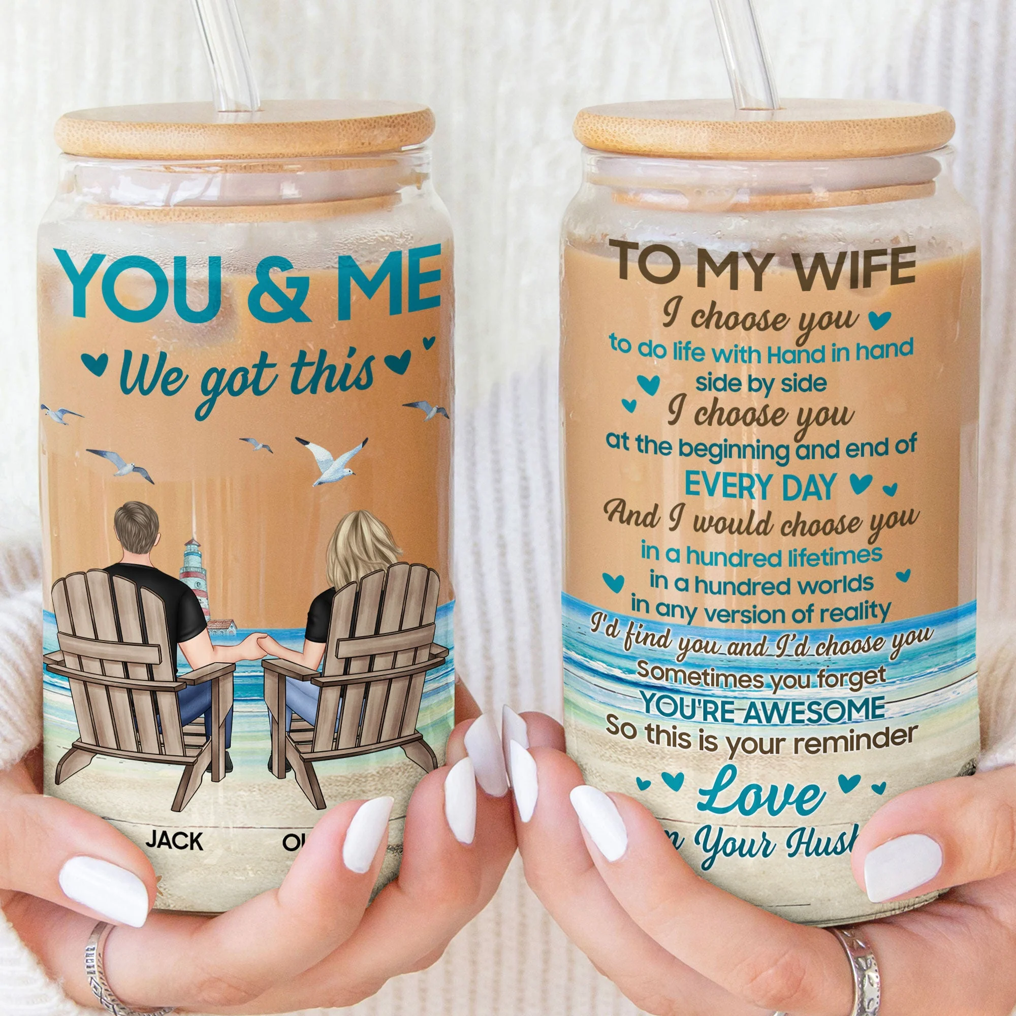 I Choose You To Do Life With - Personalized Clear Glass Cup - Image 3