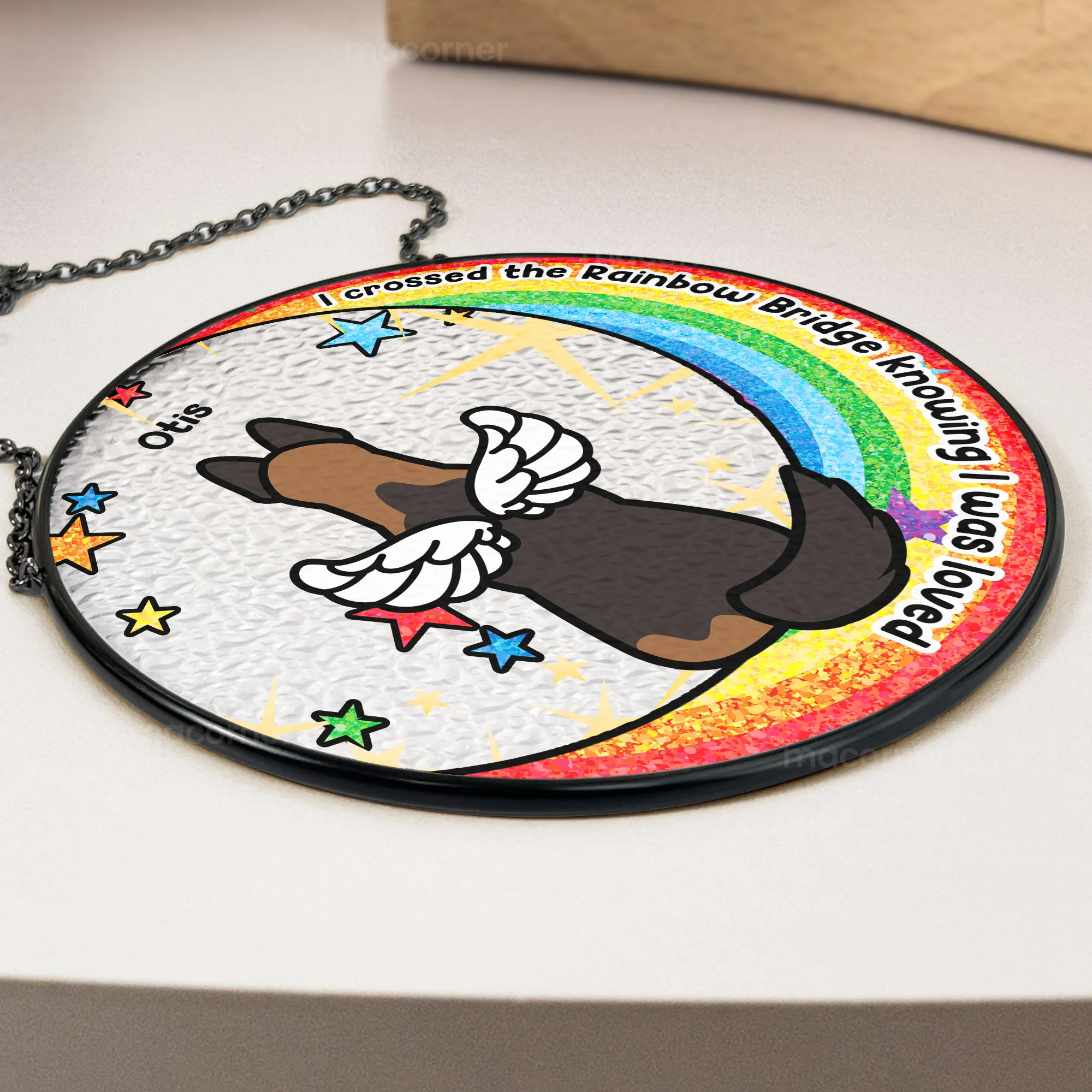 I Crossed The Rainbow Bridge - Personalized Stained Glass Window Hanging Suncatcher - Image 4
