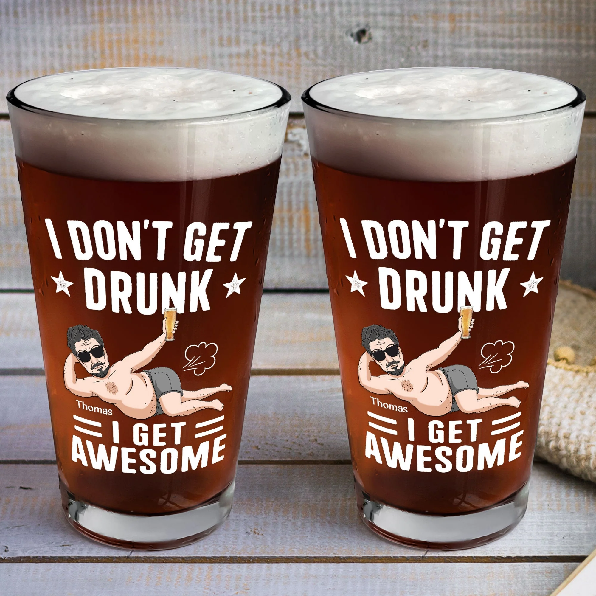I Don't Get Drunk I Get Awesome - Personalized Beer Glass - Image 5
