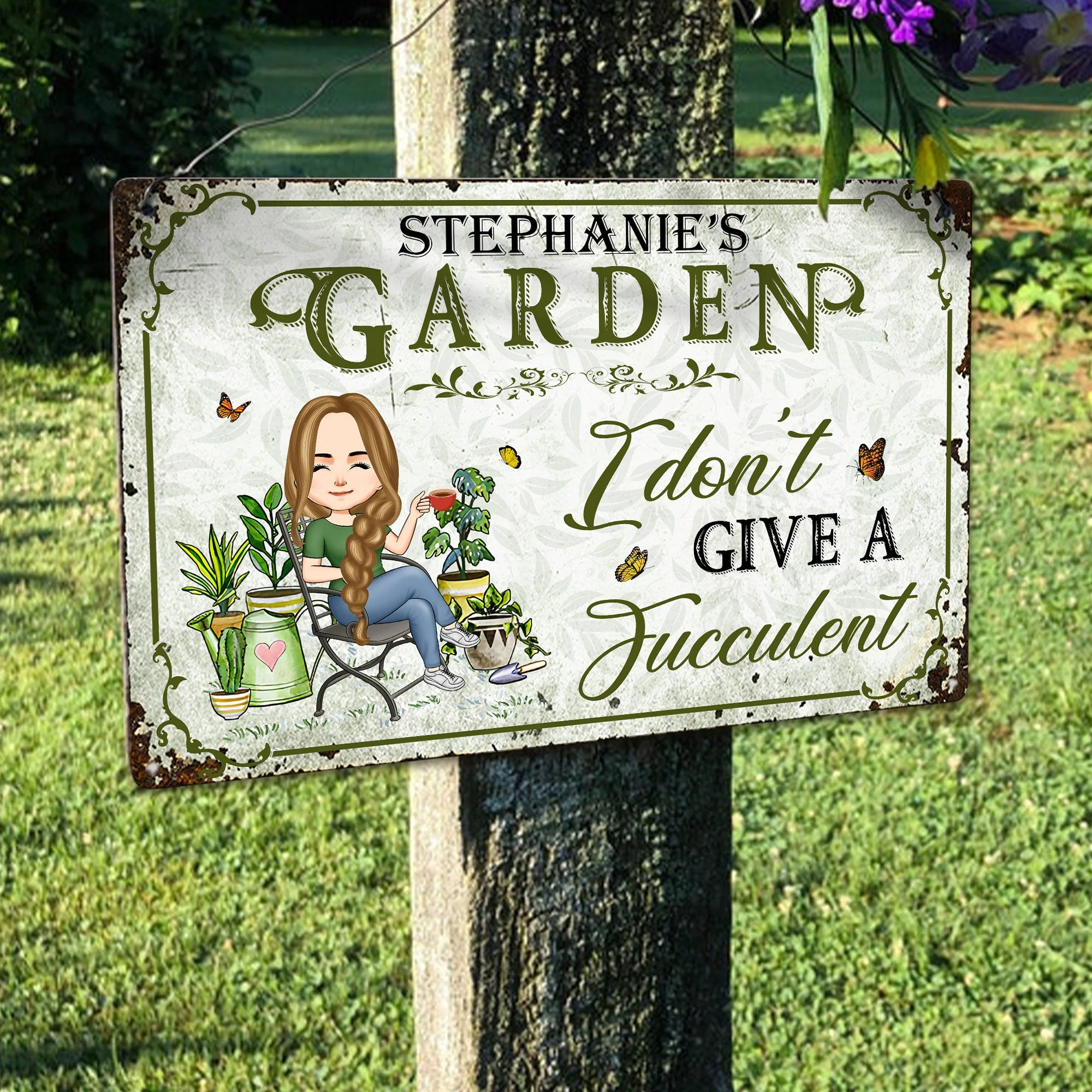 I Don't Give A Fucculent - Personalized Metal Sign - Image 3