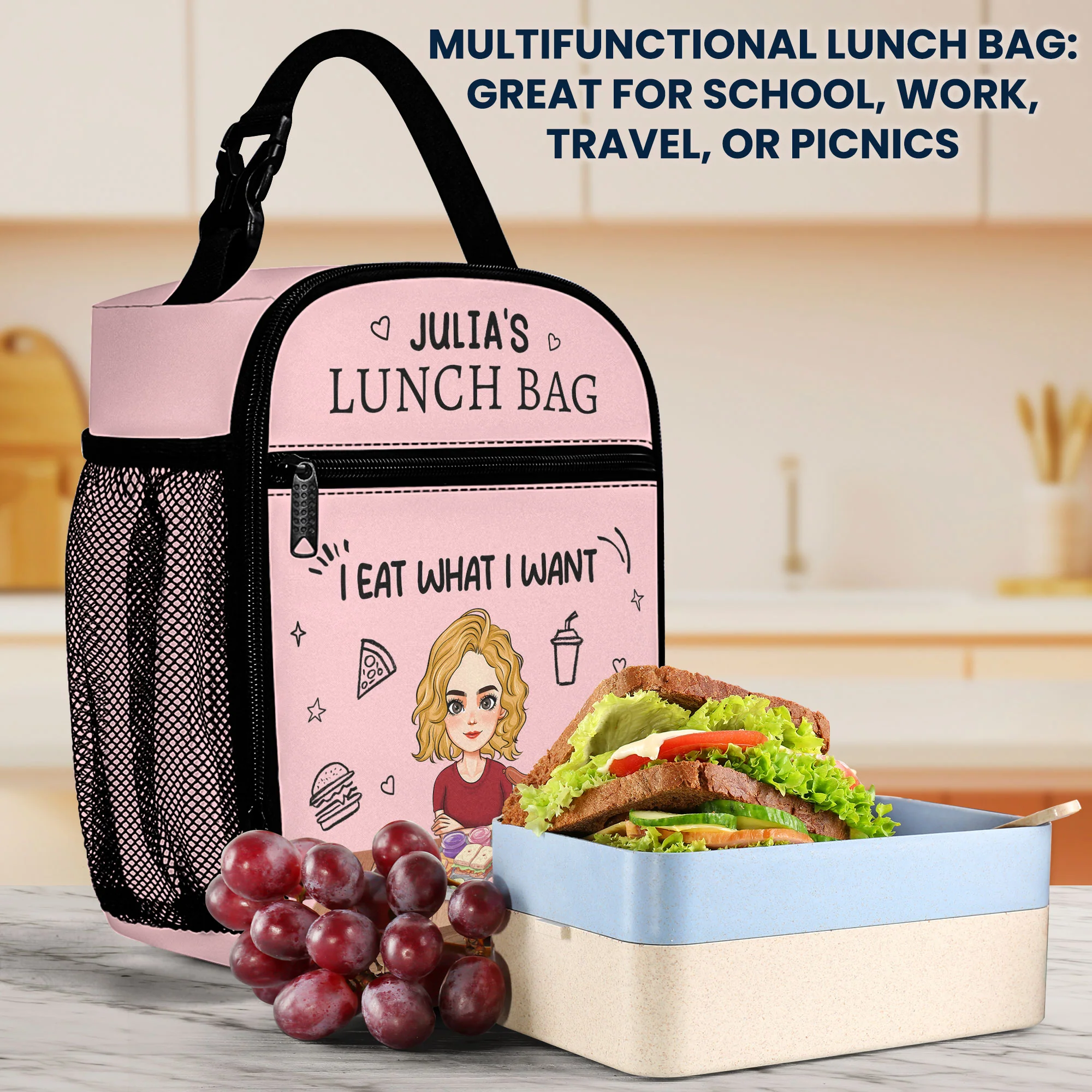 I Eat What I Want - Personalized Lunch Bag - Image 3