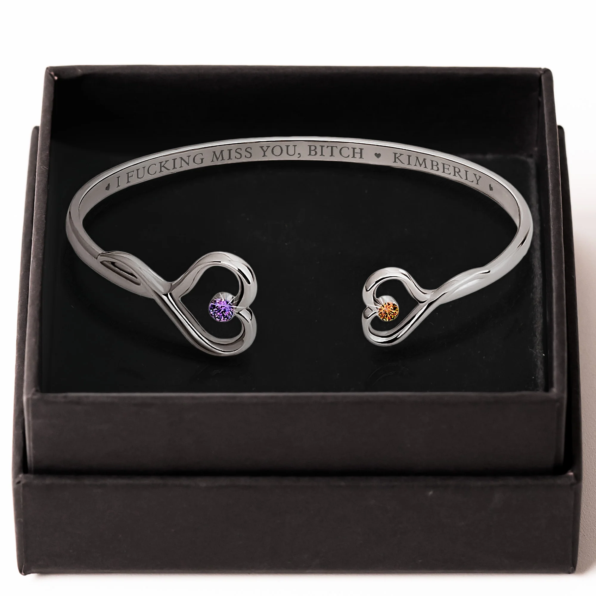 I F*cking Miss You Long Distance Relationship Gift - Personalized Heart Bracelet - Image 2