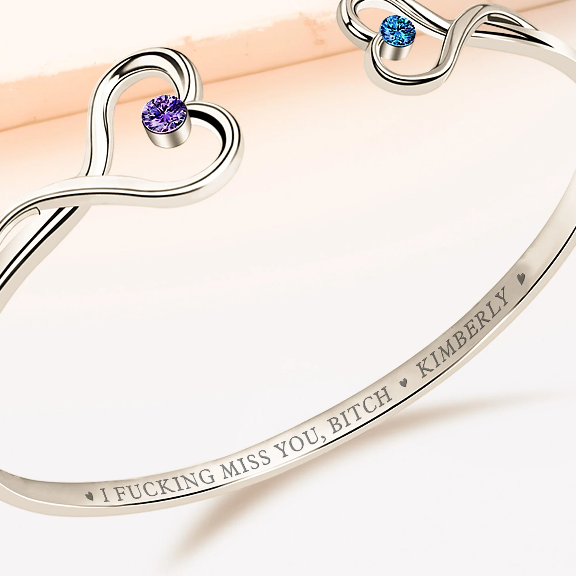 I F*cking Miss You Long Distance Relationship Gift - Personalized Heart Bracelet - Image 4