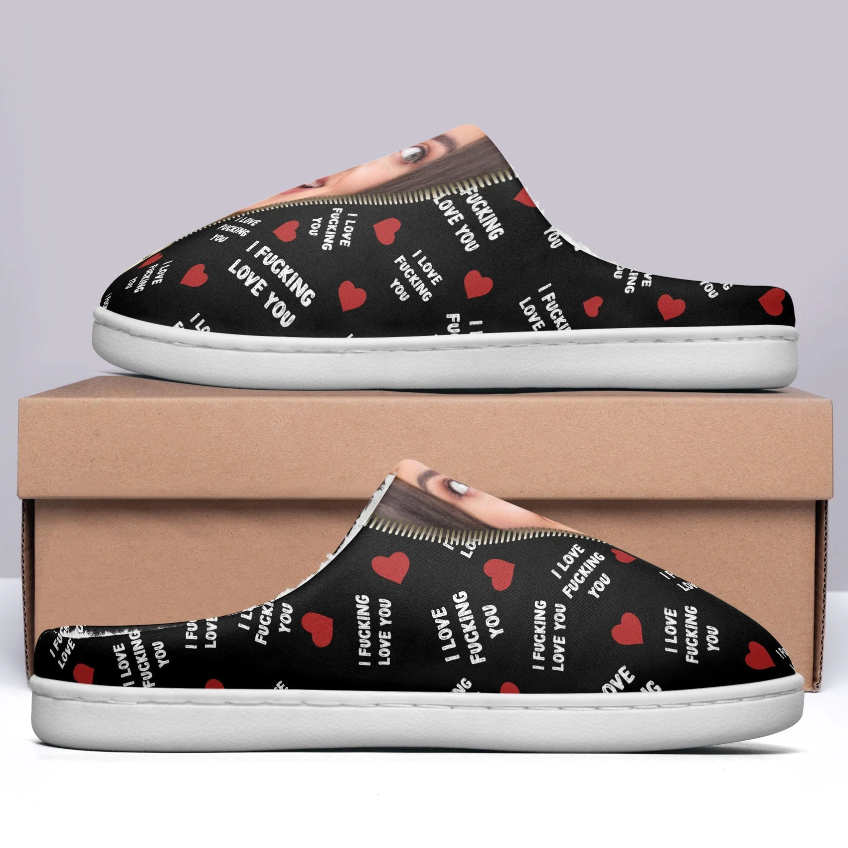 I F* Love You I Love F* You Gift For Her - Personalized Photo Slippers - Image 6
