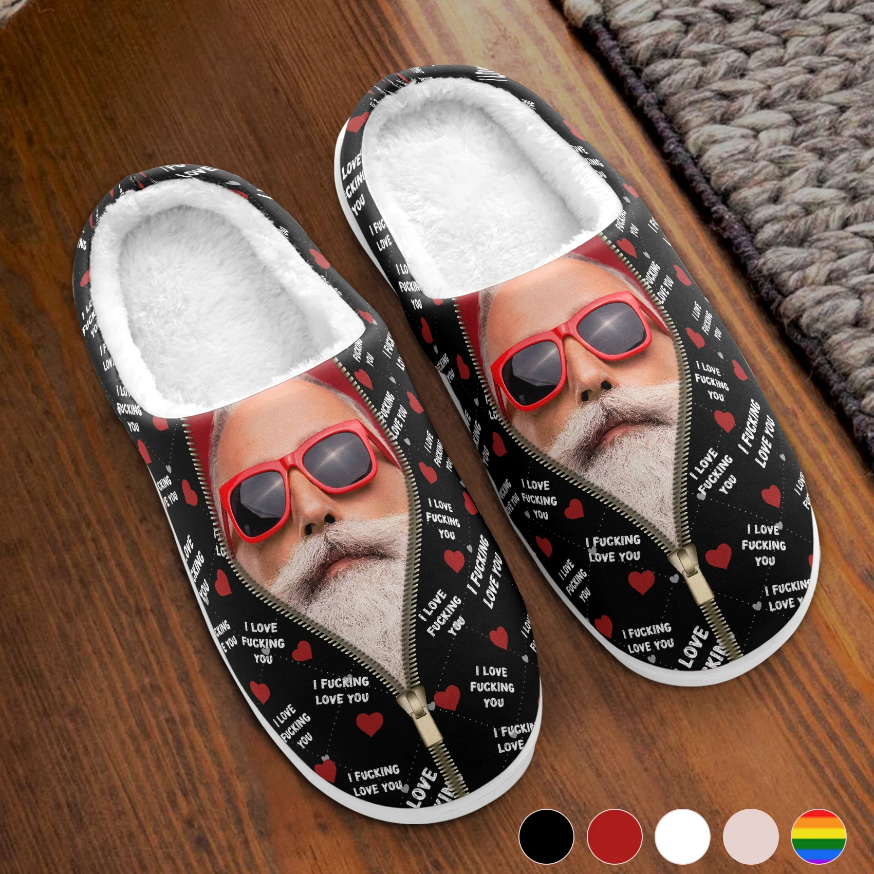 I F* Love You I Love F* You Gift For Him - Personalized Photo Slippers - Image 6
