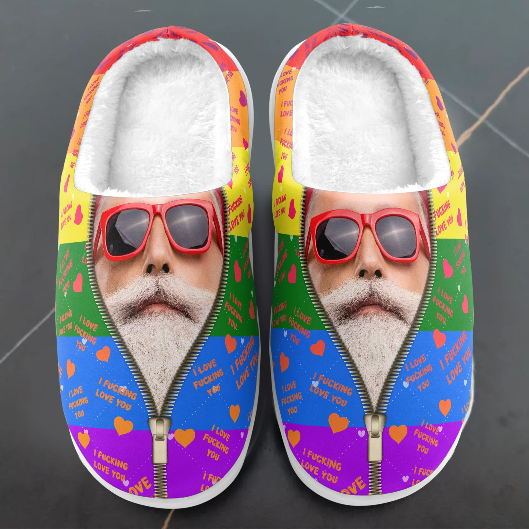 I F* Love You I Love F* You Gift For Him - Personalized Photo Slippers - Image 9