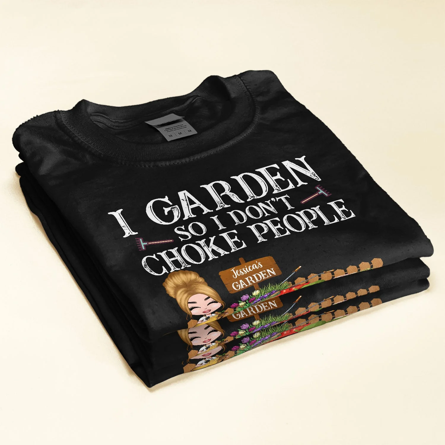 I Garden So I Don't Choke People - Personalized Shirt - Cartoon Gardener - Image 2