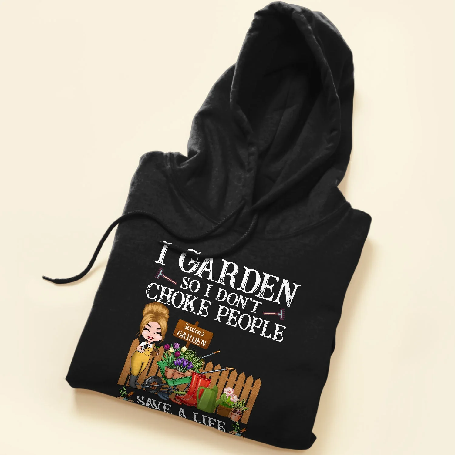 I Garden So I Don't Choke People - Personalized Shirt - Cartoon Gardener - Image 5