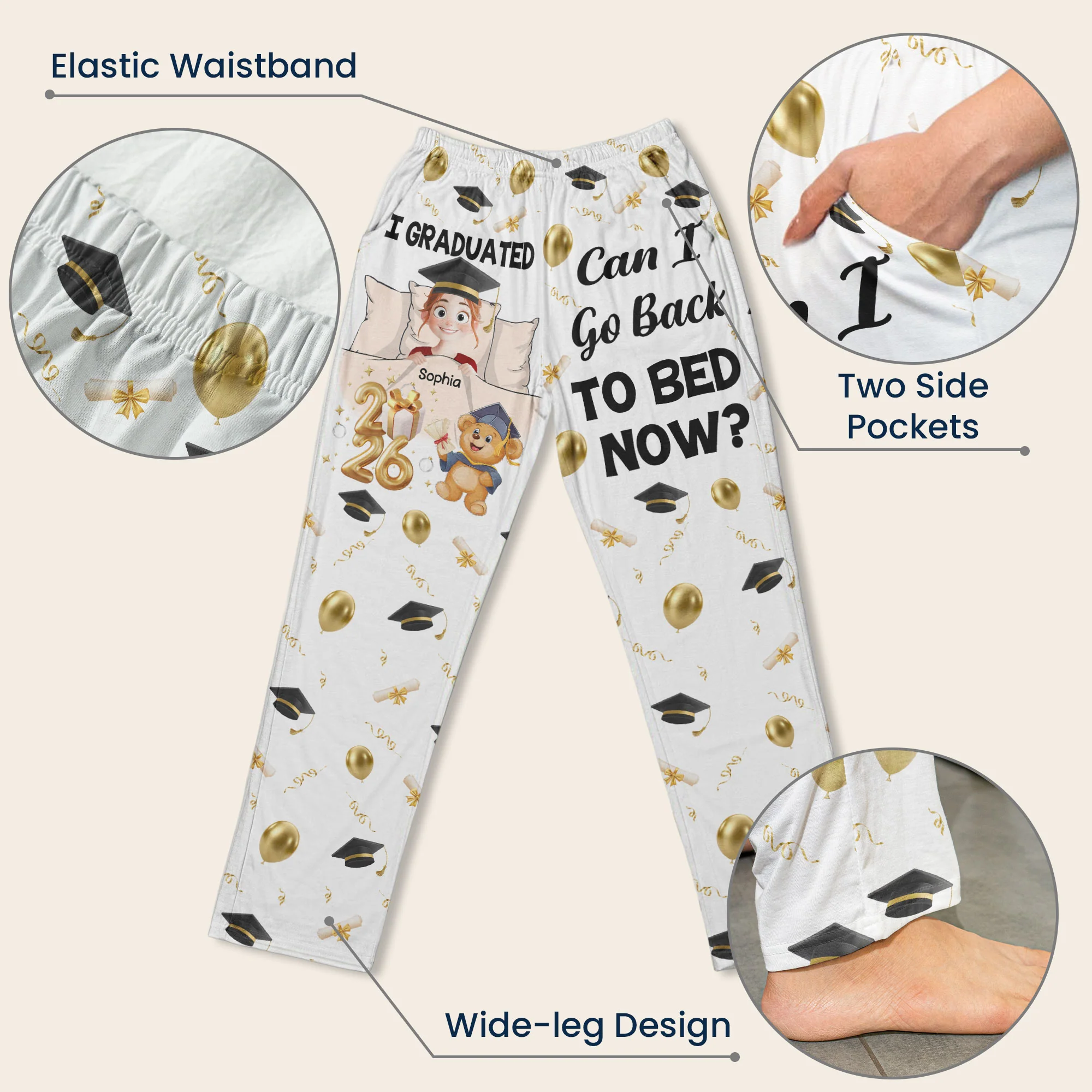 I Graduated Can I Go Back To Bed Now - Personalized Lounge Pants - Image 6