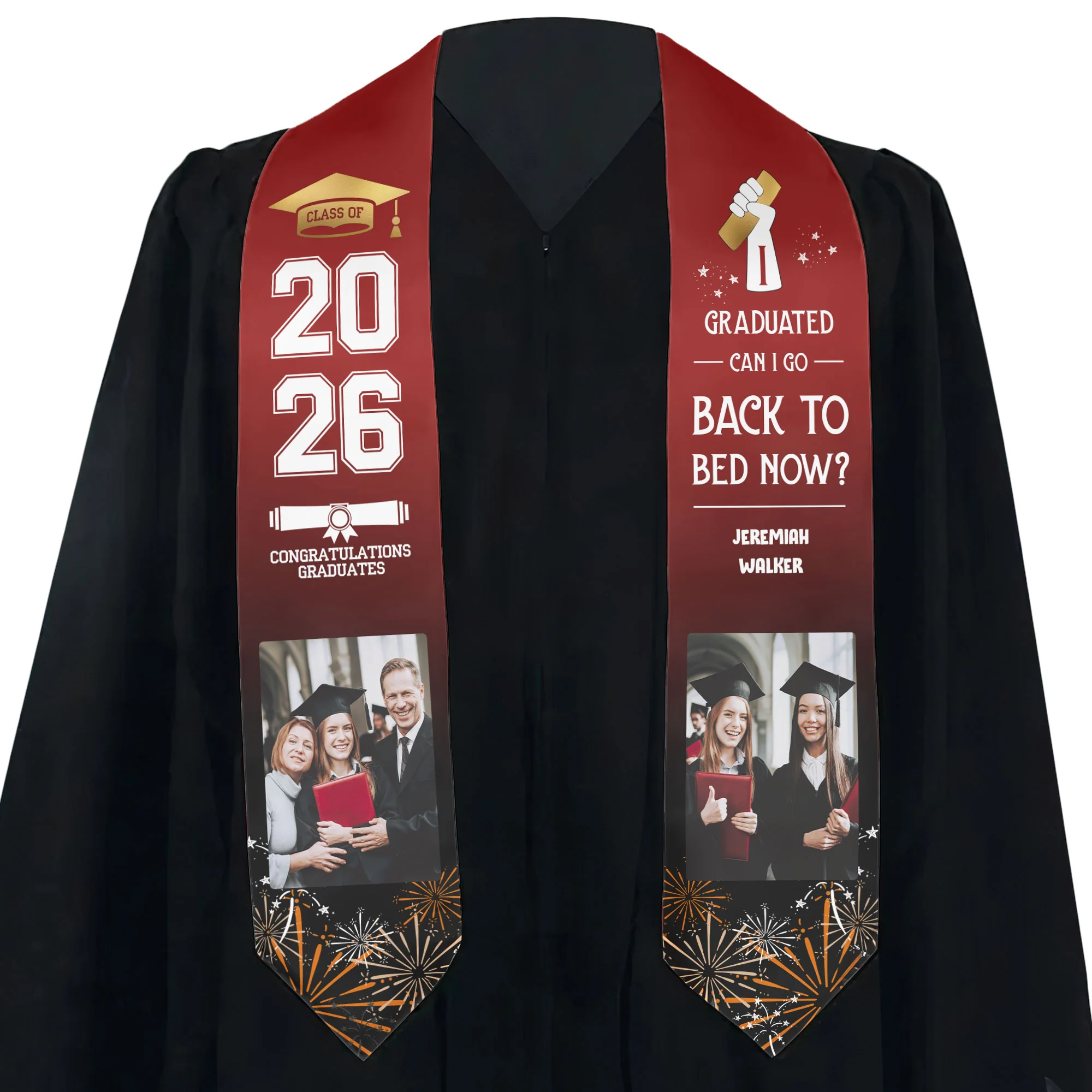 I Graduated Can I Go Back To Bed Now - Personalized Photo Graduation Stole - Image 5
