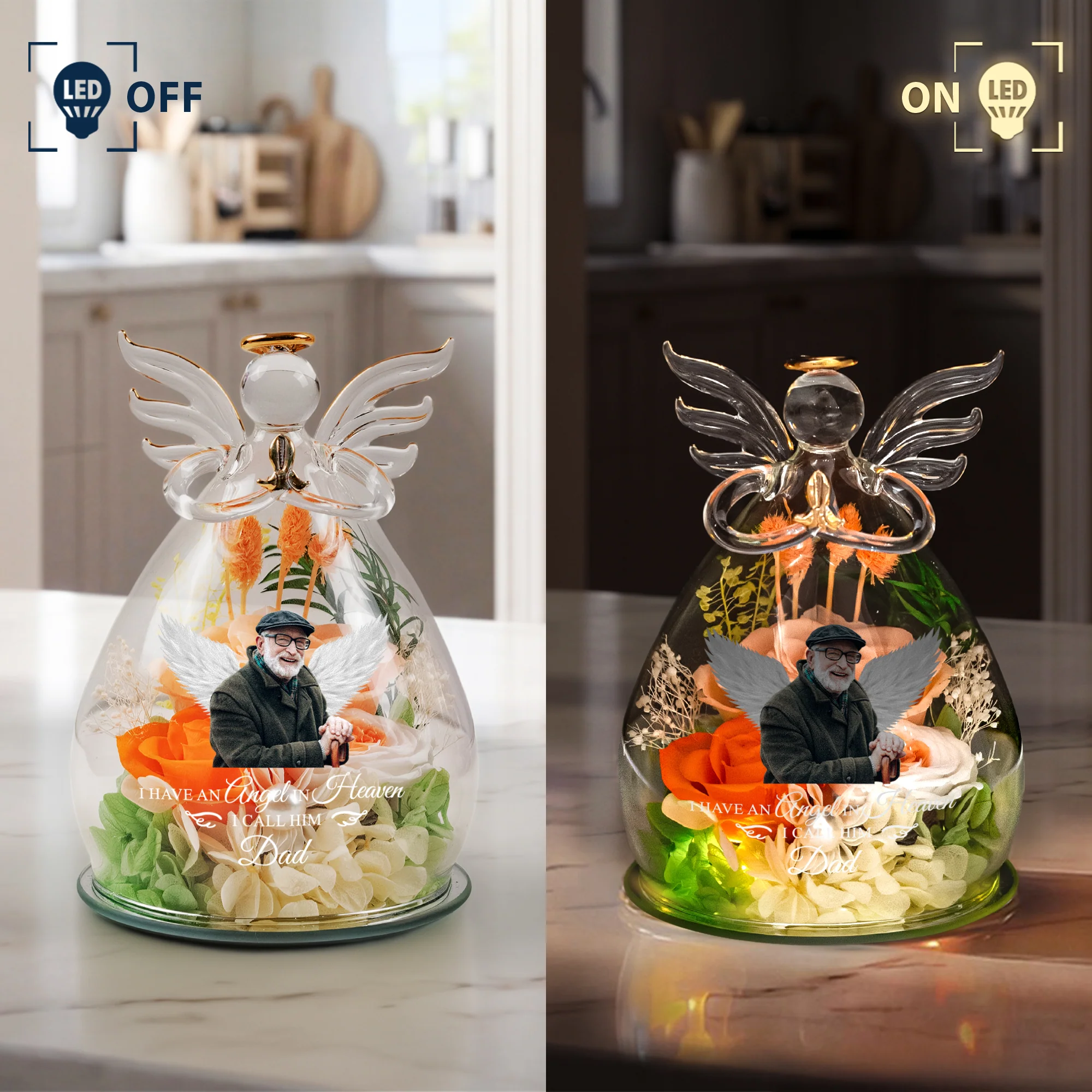 I Have An Angel In Heaven And I Call Her Mom - Personalized Flower In Glass Angel Figurines - Image 6