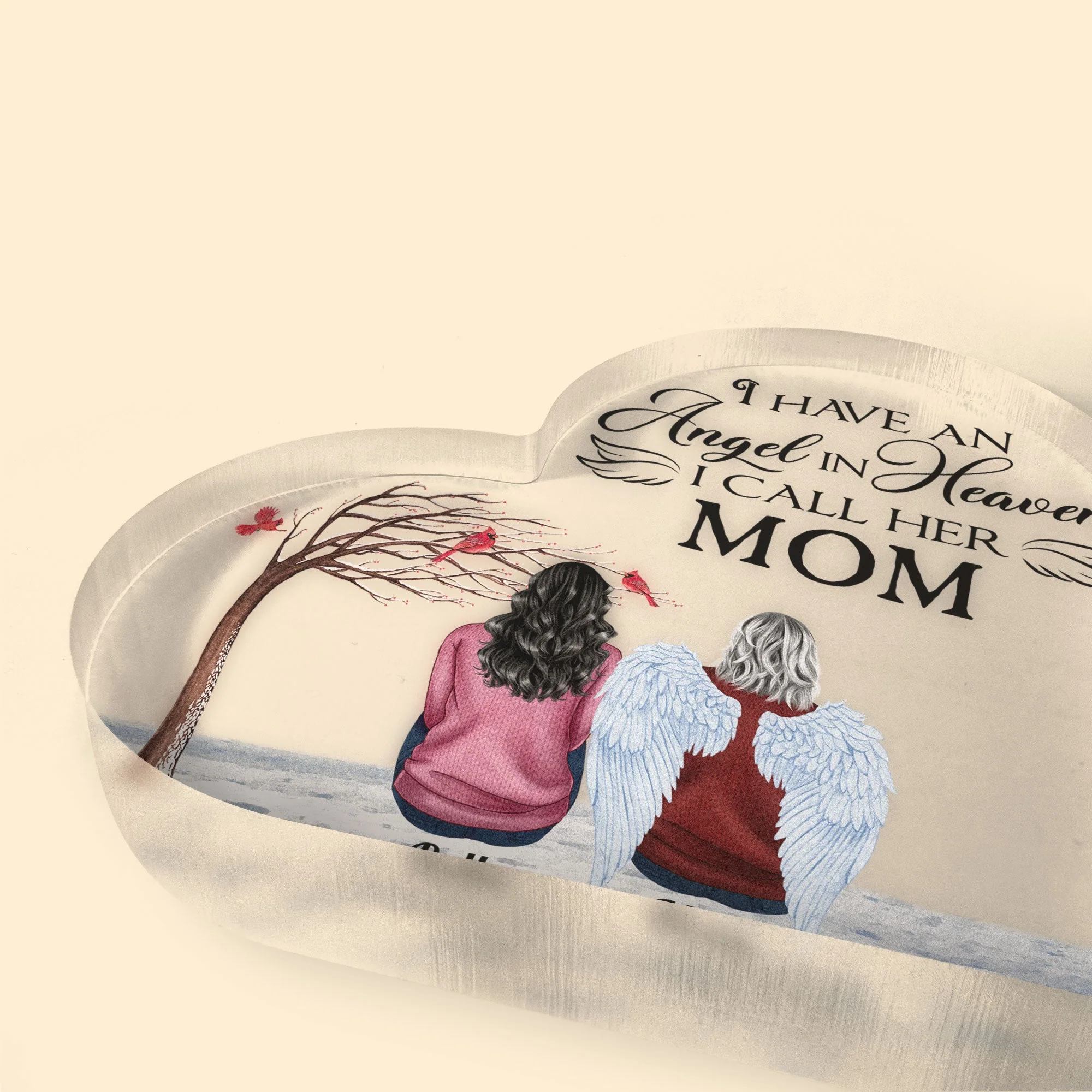 I Have An Angel In Heaven, I Call Her Mom - Personalized Heart-Shaped Acrylic Plaque - Image 3