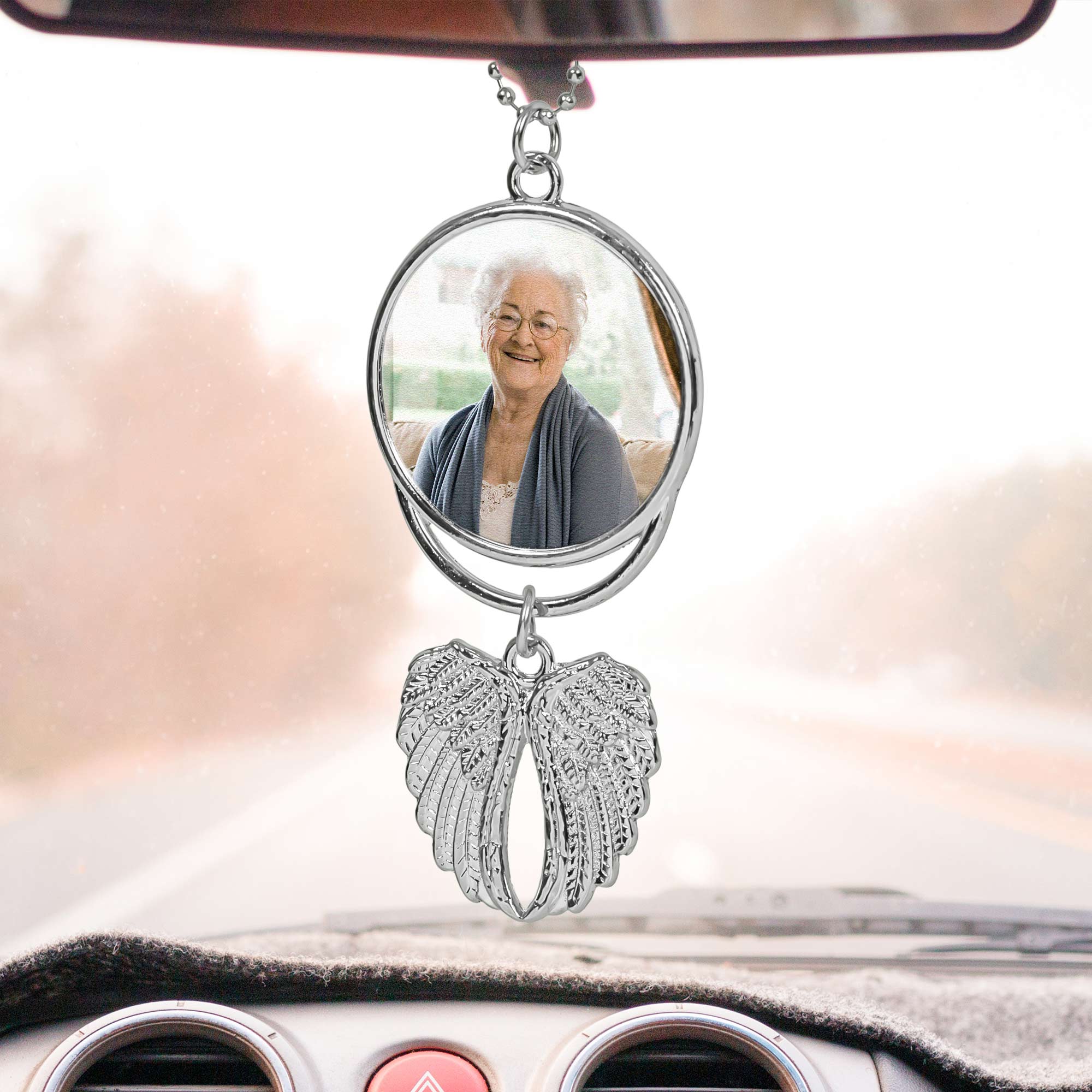 I Have An Angel Watching Over Me - Custom Angel Wings Car Hanging Photo Ornament - Image 4