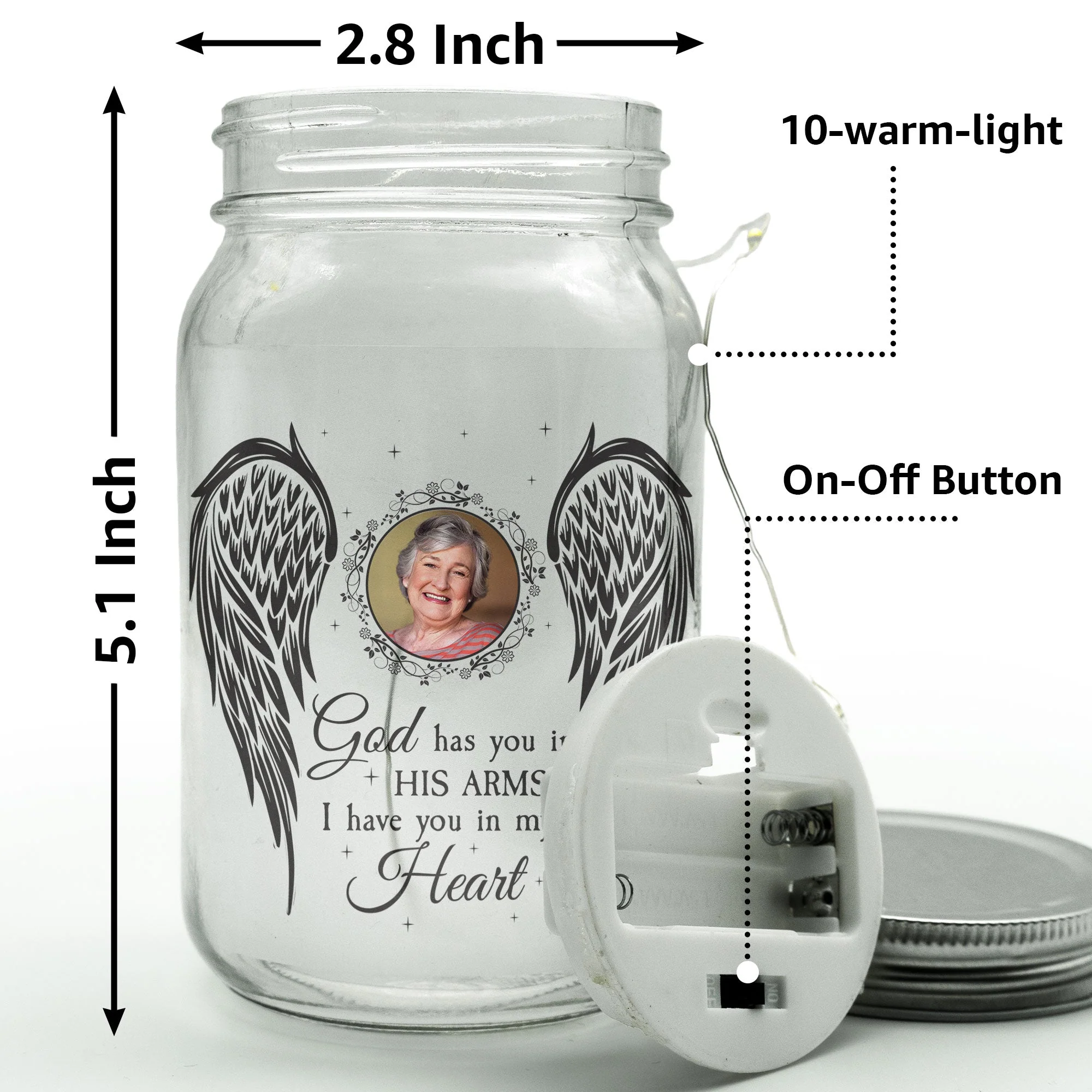 I Have You In My Heart - Personalized Photo Mason Jar Light - Image 8