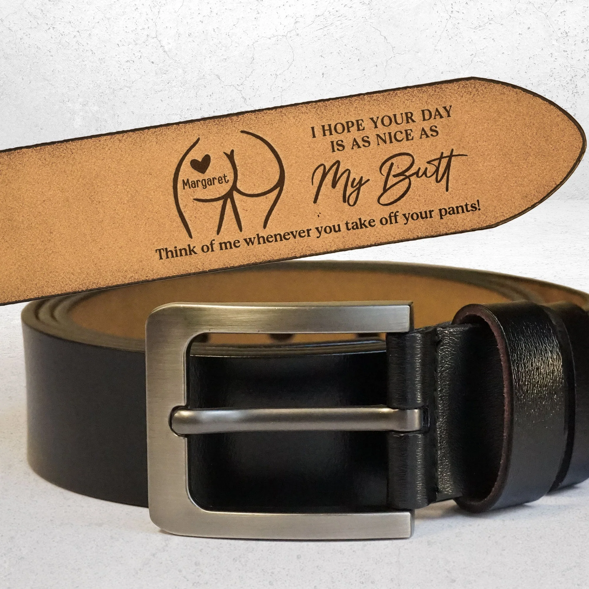 I Hope Your Day Is Nice - Personalized Engraved Leather Belt - Image 2