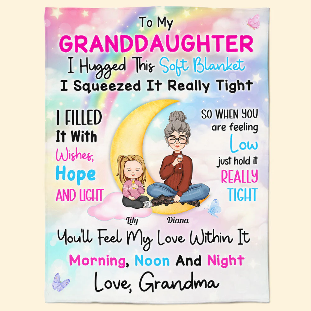 I Hugged This Soft Blanket I Squeezed It Really Tight - Personalized Granddaughter Blanket - Image 2